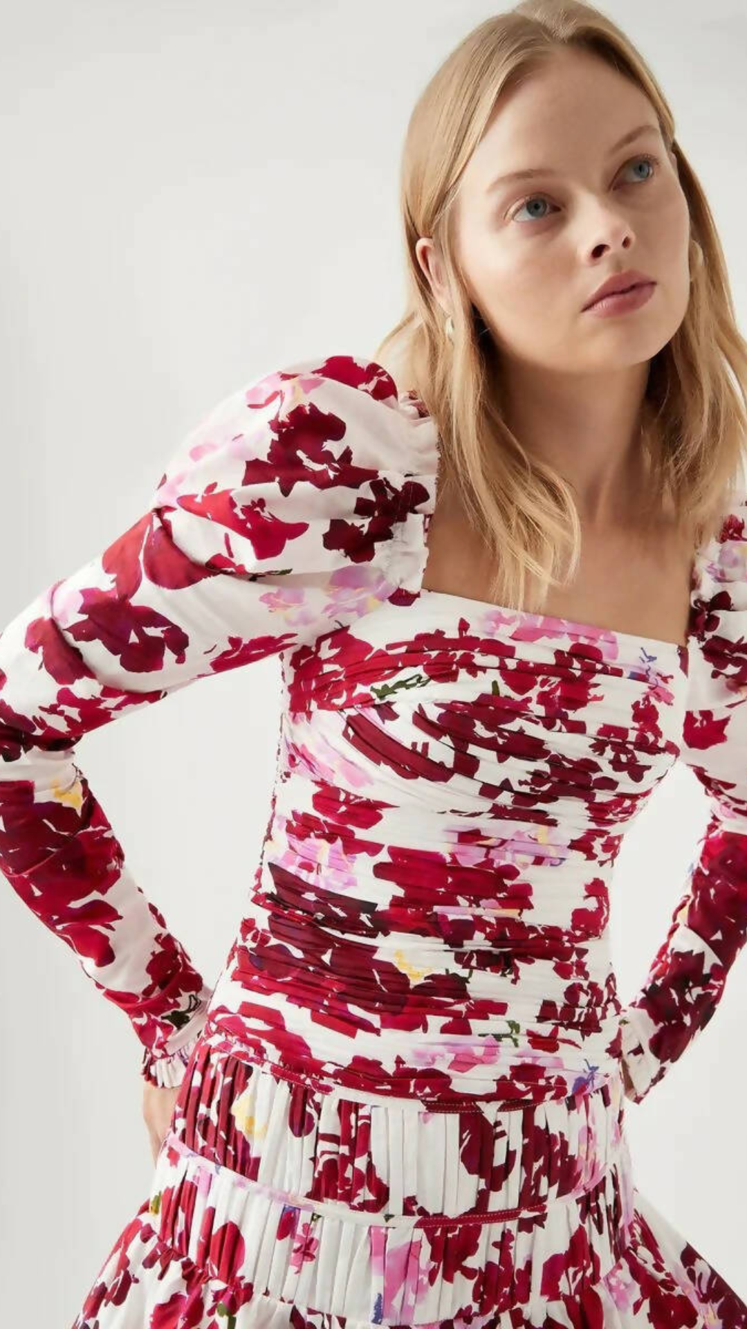 Aje - Marlene Roses Ruched Top & La Vie Bubble Mini Skirt