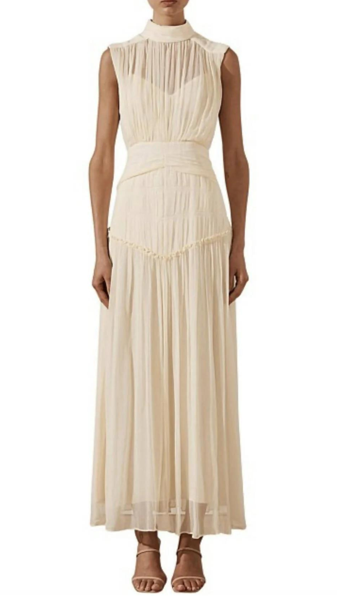 Shona Joy - Clemence High Neck Midi Dress - Cream