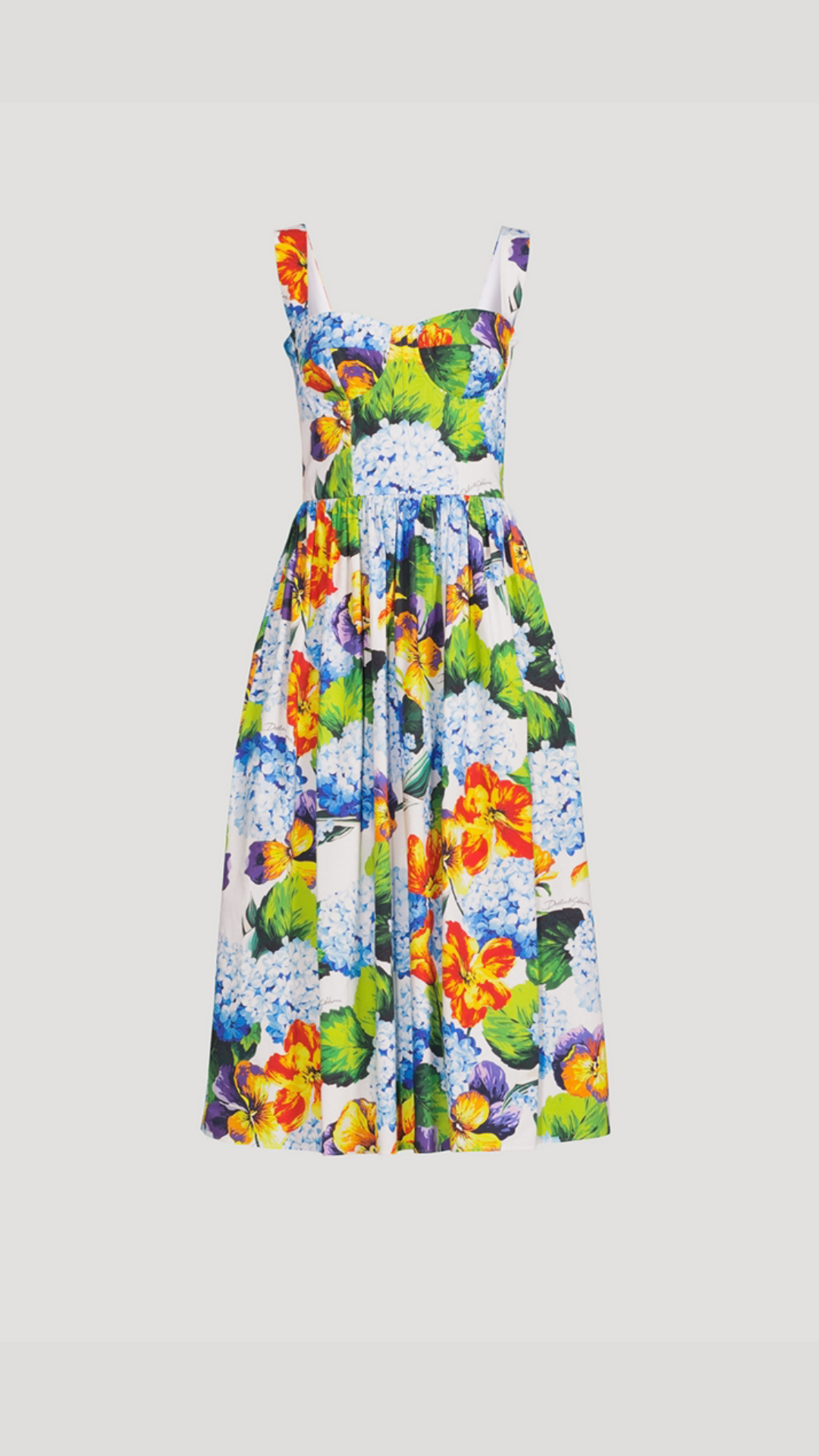 Dolce & Gabbana - Multi Floral Printed Cotton Poplin Bustier Midi Dress