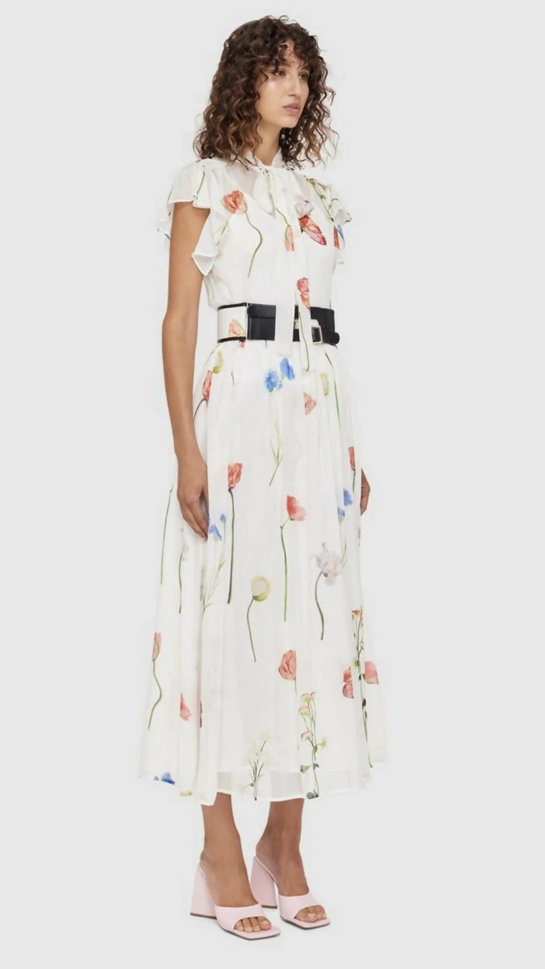 Leo Lin - The Fields Flutter Sleeve Midi Dress