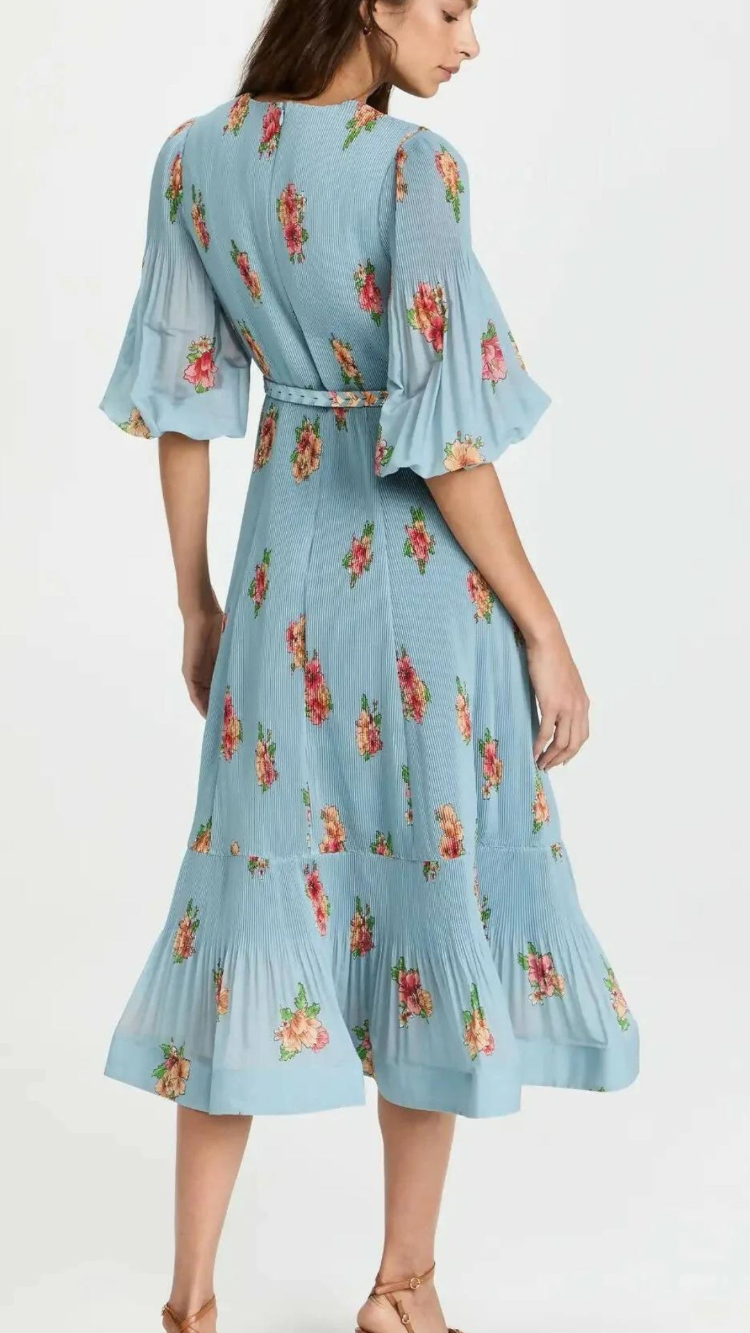 Zimmermann - Pleated Midi Dress - Blue Floral