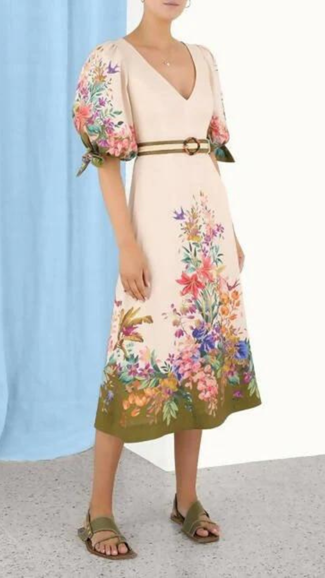 Zimmermann - Tropicana Tie Sleeve Midi Dress