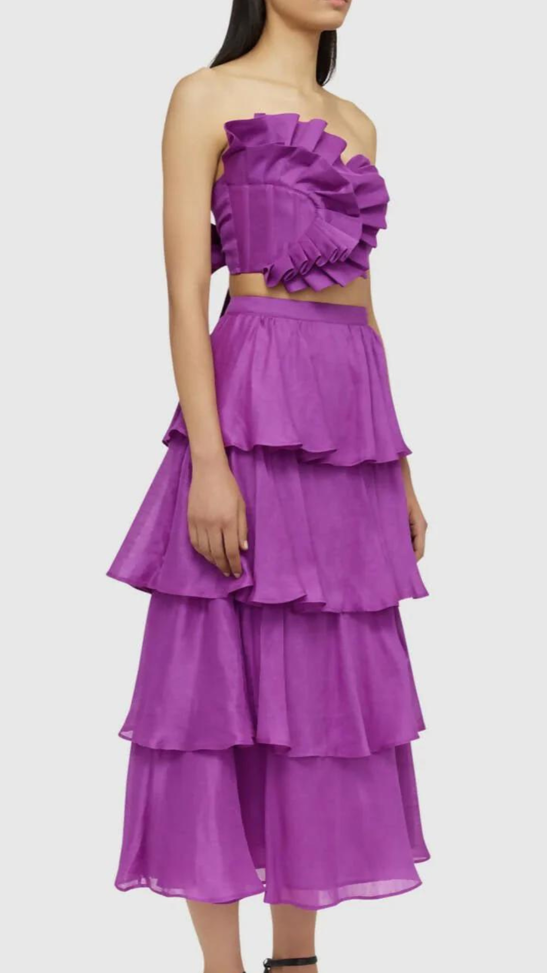 Leo Lin - Violet Wrap Bustier & Tiered Skirt