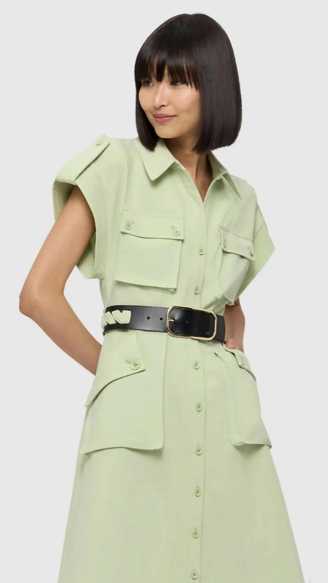 Leo Lin - Audrey Pocket Shirt Midi Dress