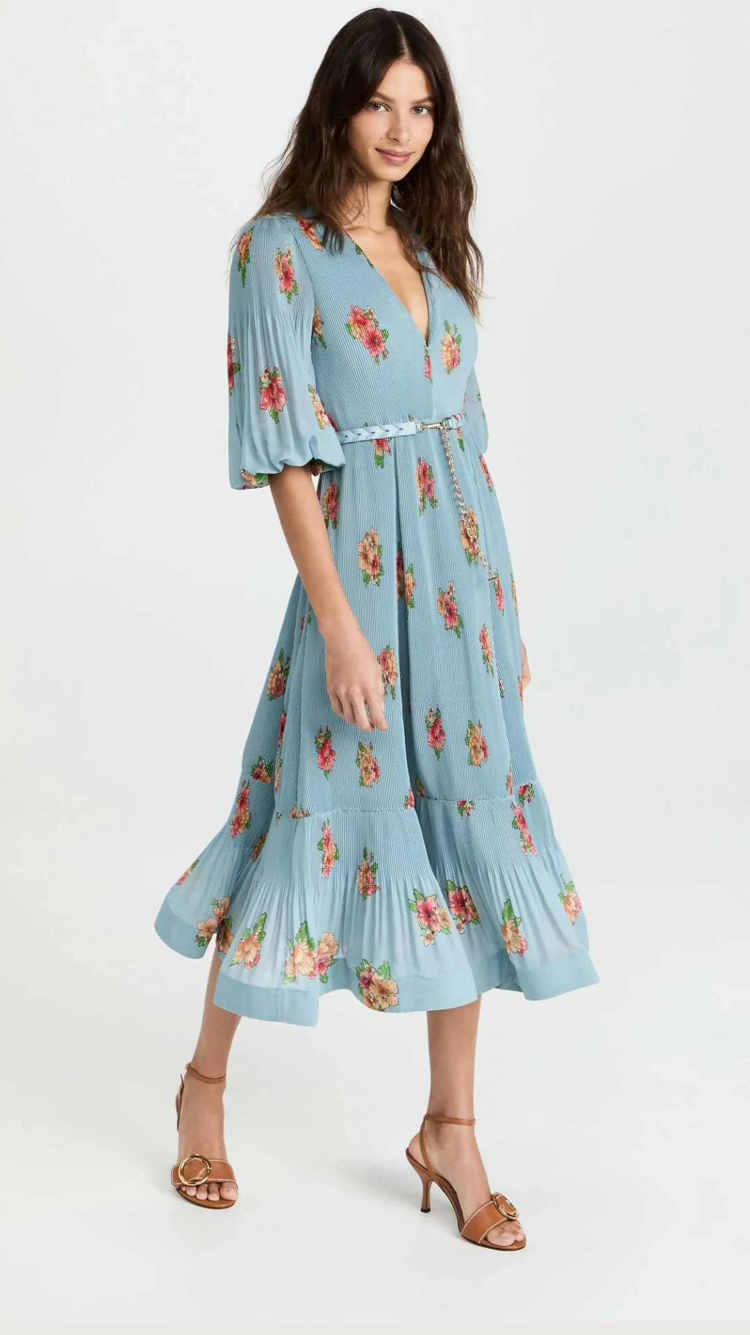 Zimmermann - Pleated Midi Dress - Blue Floral