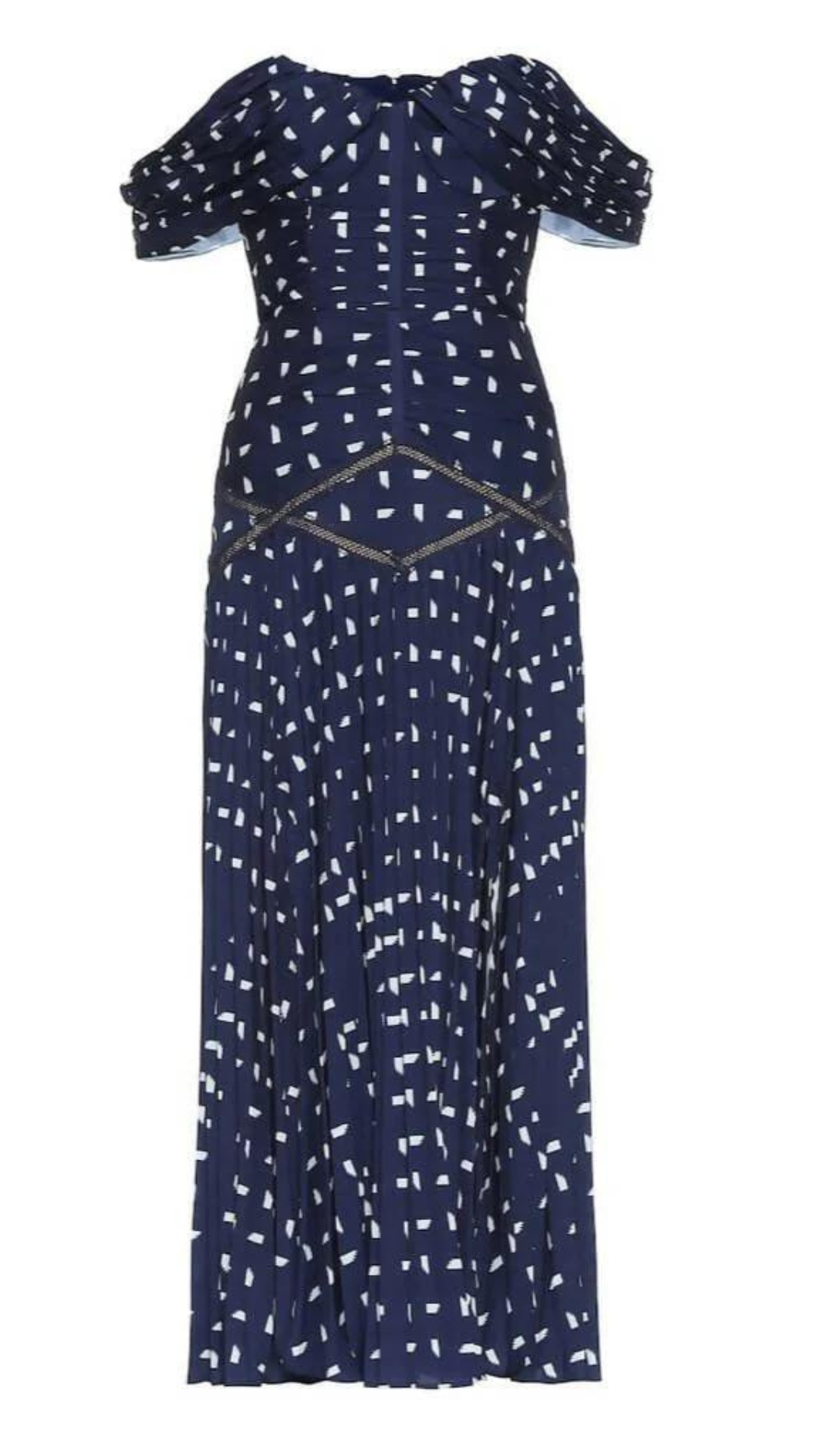 Self Portrait - Off-Shoulder Printed Crepe Dress - Navy