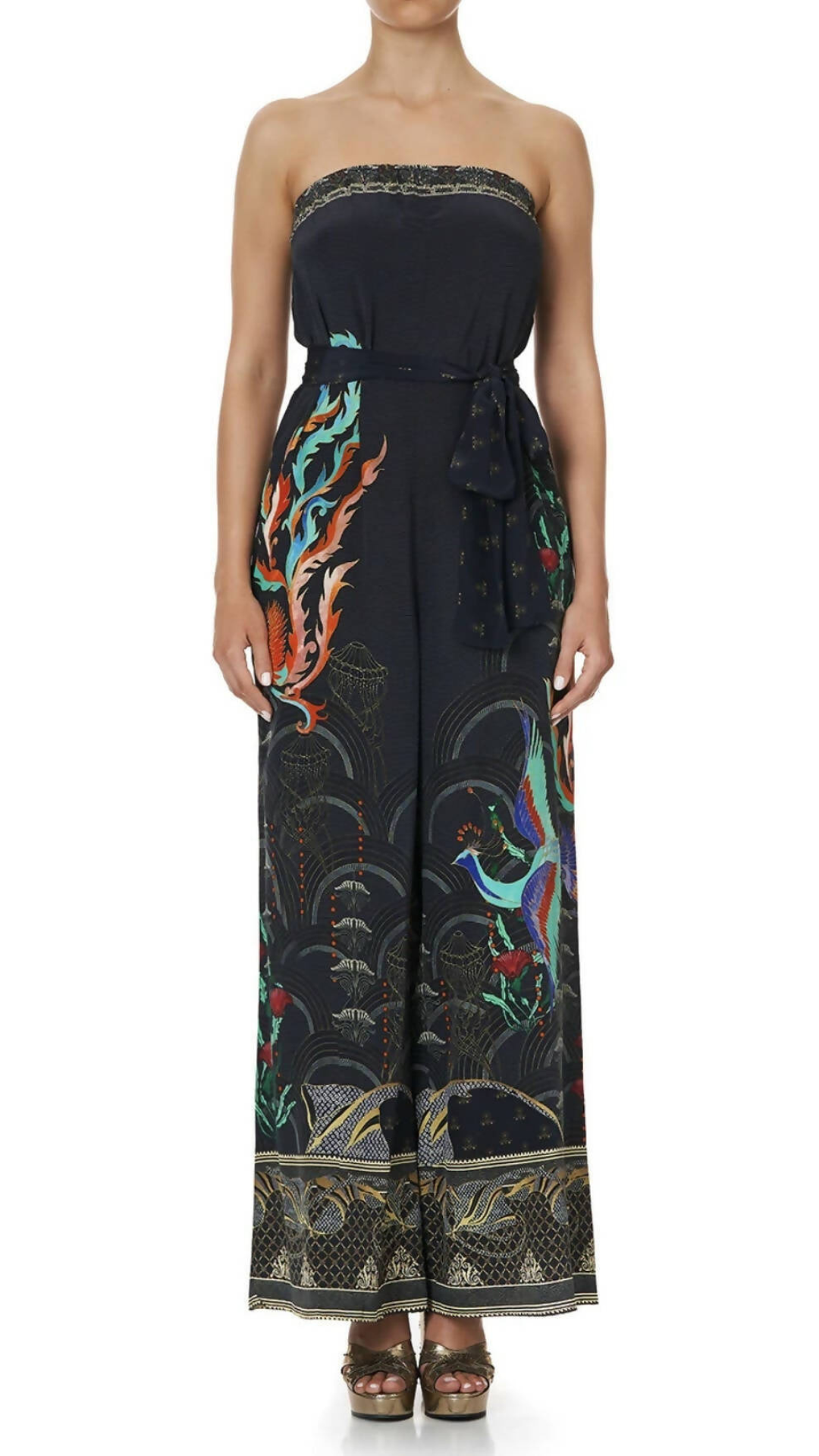 Camilla - Tie Waist Strapless Jumpsuit - Wise Wings