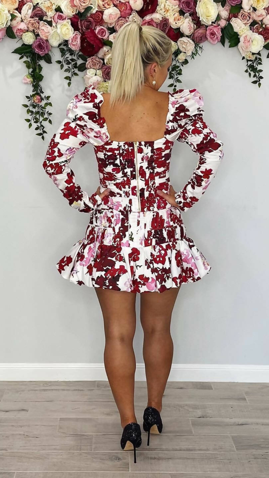 Aje - Marlene Roses Ruched Top & La Vie Bubble Mini Skirt