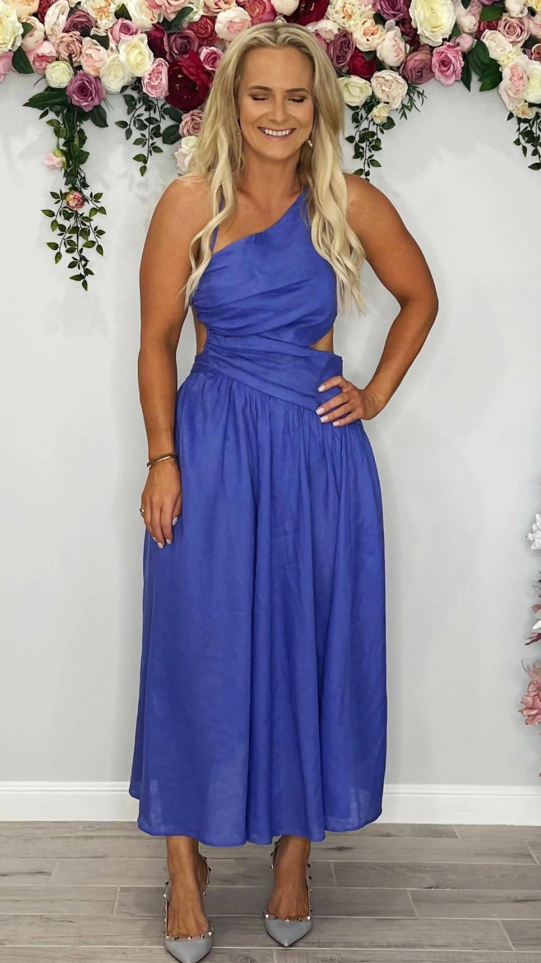 Zimmermann - Asymmetric Midi Dress - Electric Blue