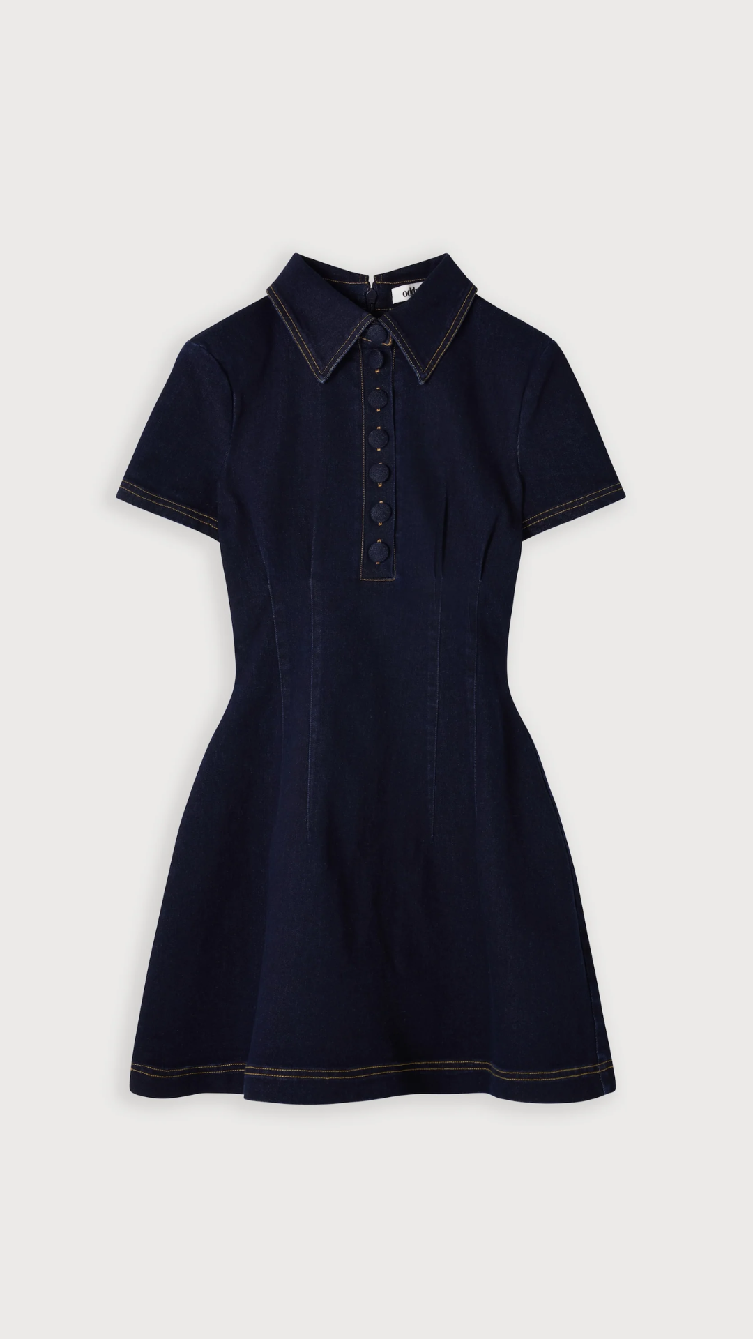 Odd Muse - Cotton Mix Denim Collared Mini Dress