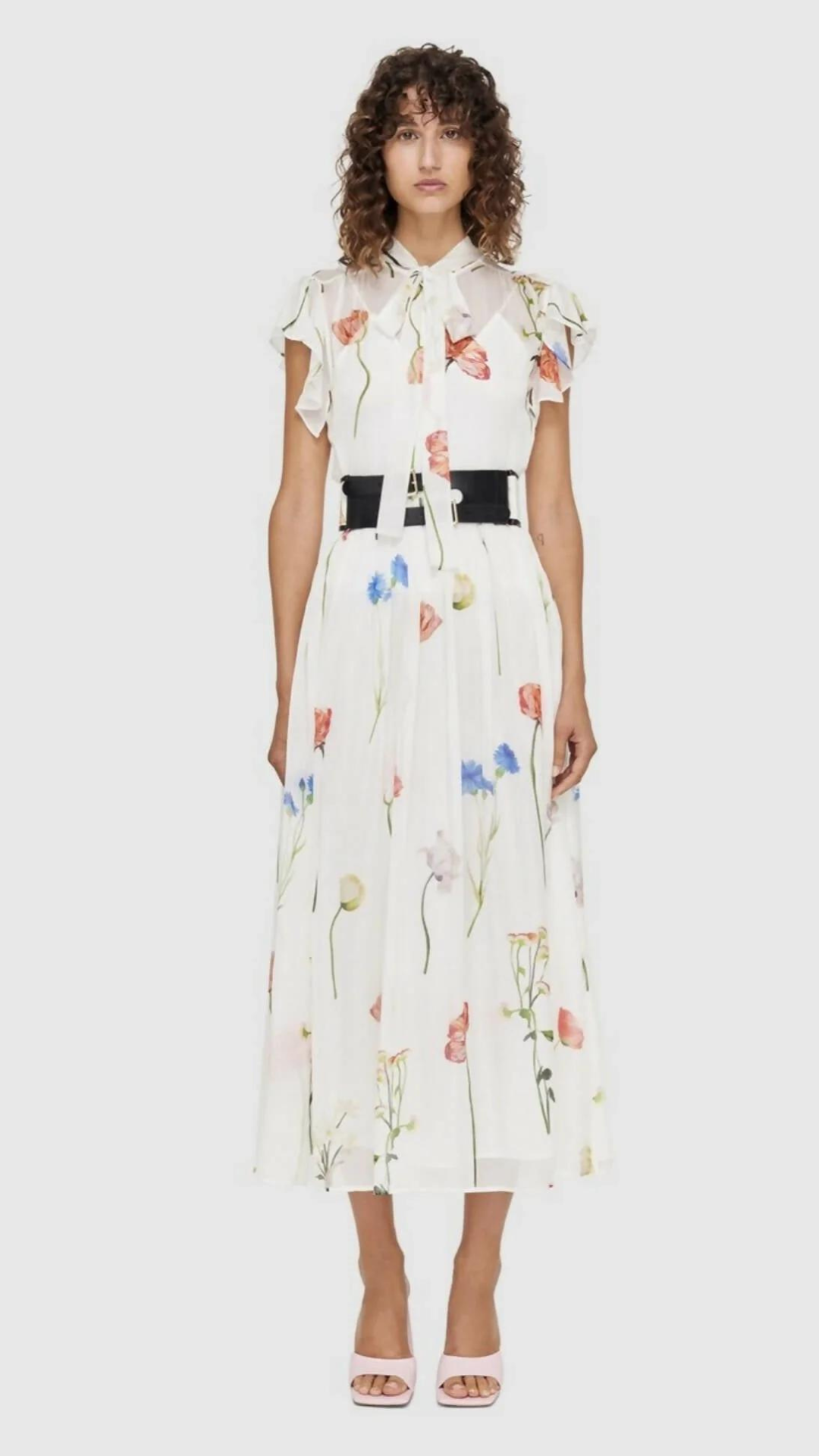 Leo Lin - The Fields Flutter Sleeve Midi Dress