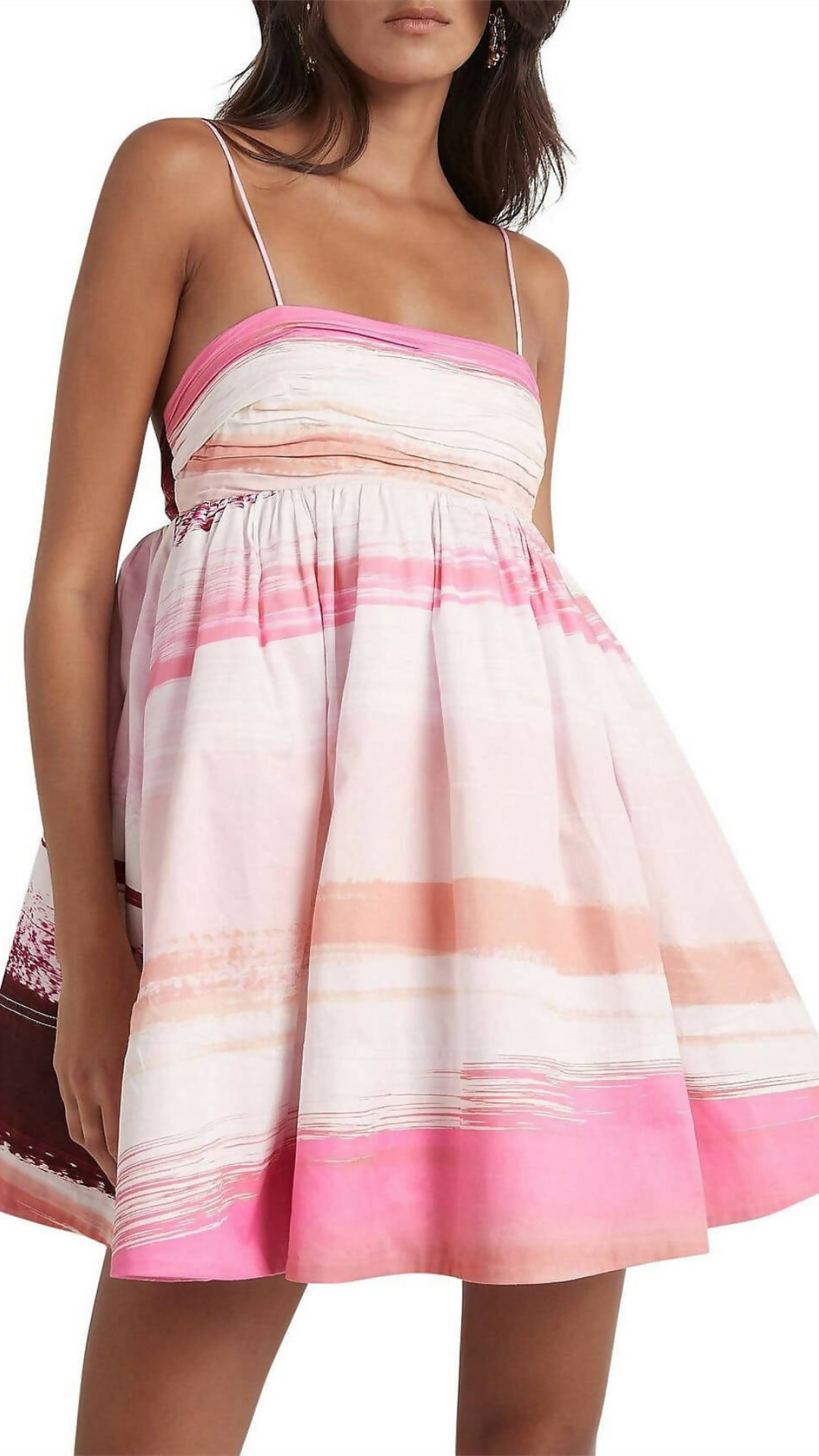 Aje - Kasbah Sunset Stripe Ruched Bow back Mini Dress