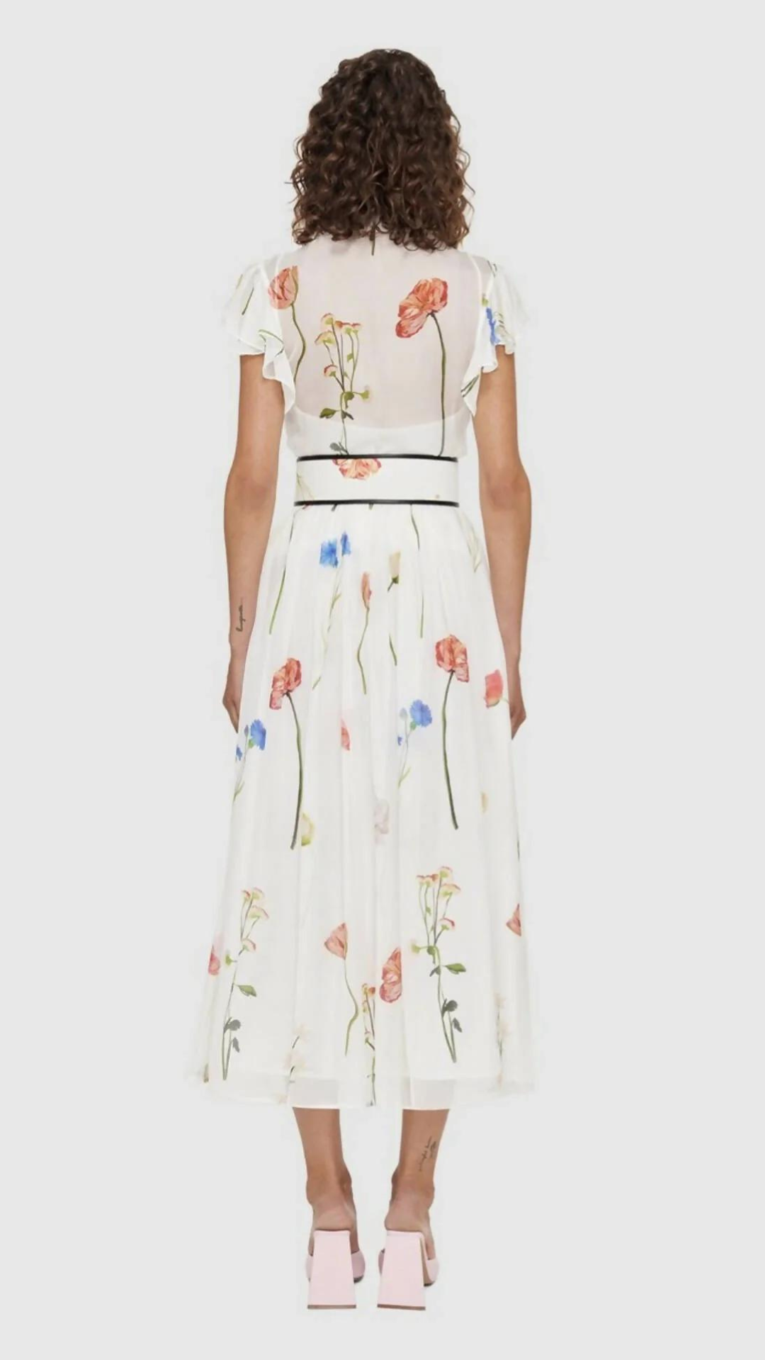Leo Lin - The Fields Flutter Sleeve Midi Dress