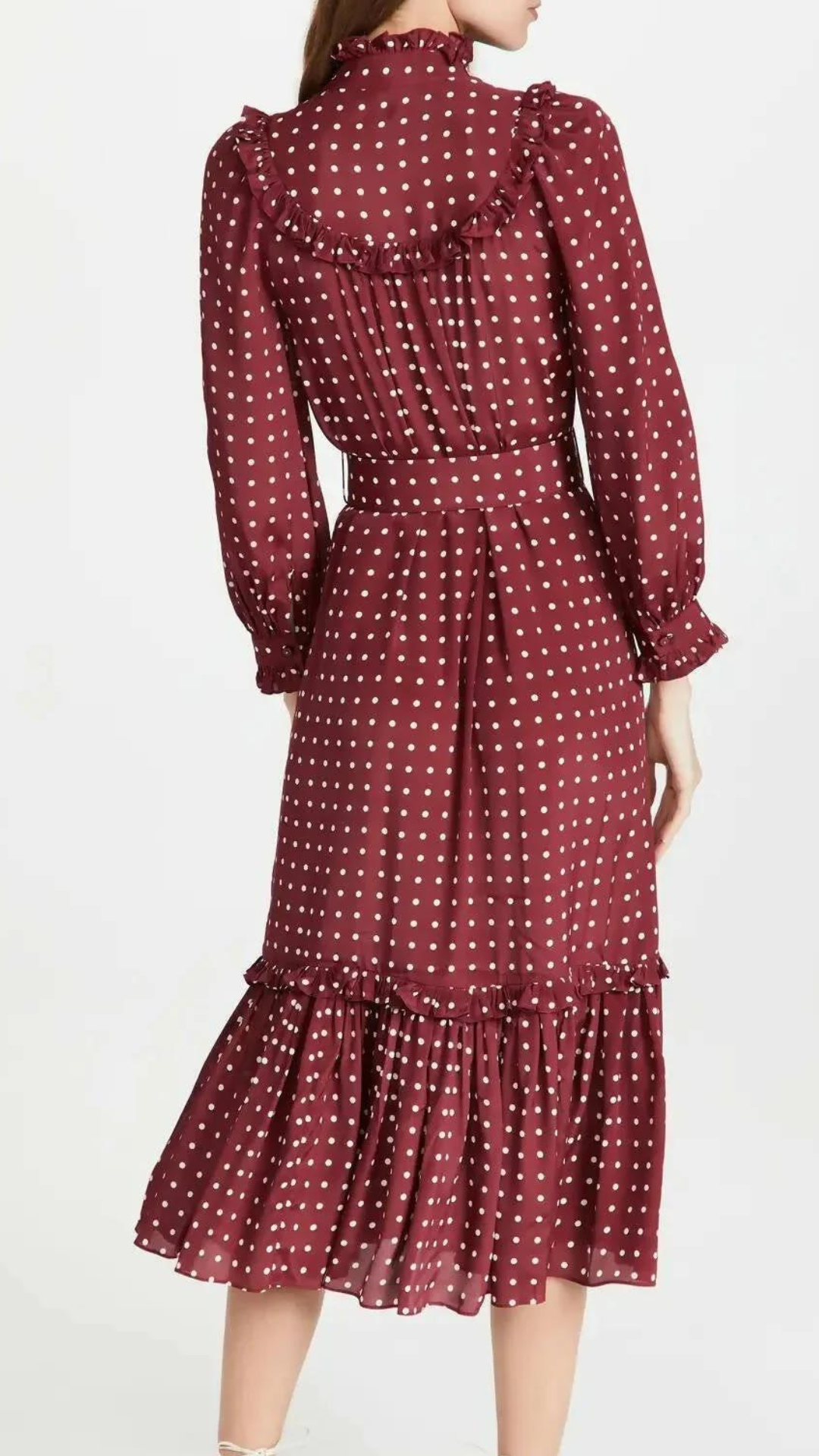 Zimmermann - Swing Midi Dress - Burgundy / Cream Dot
