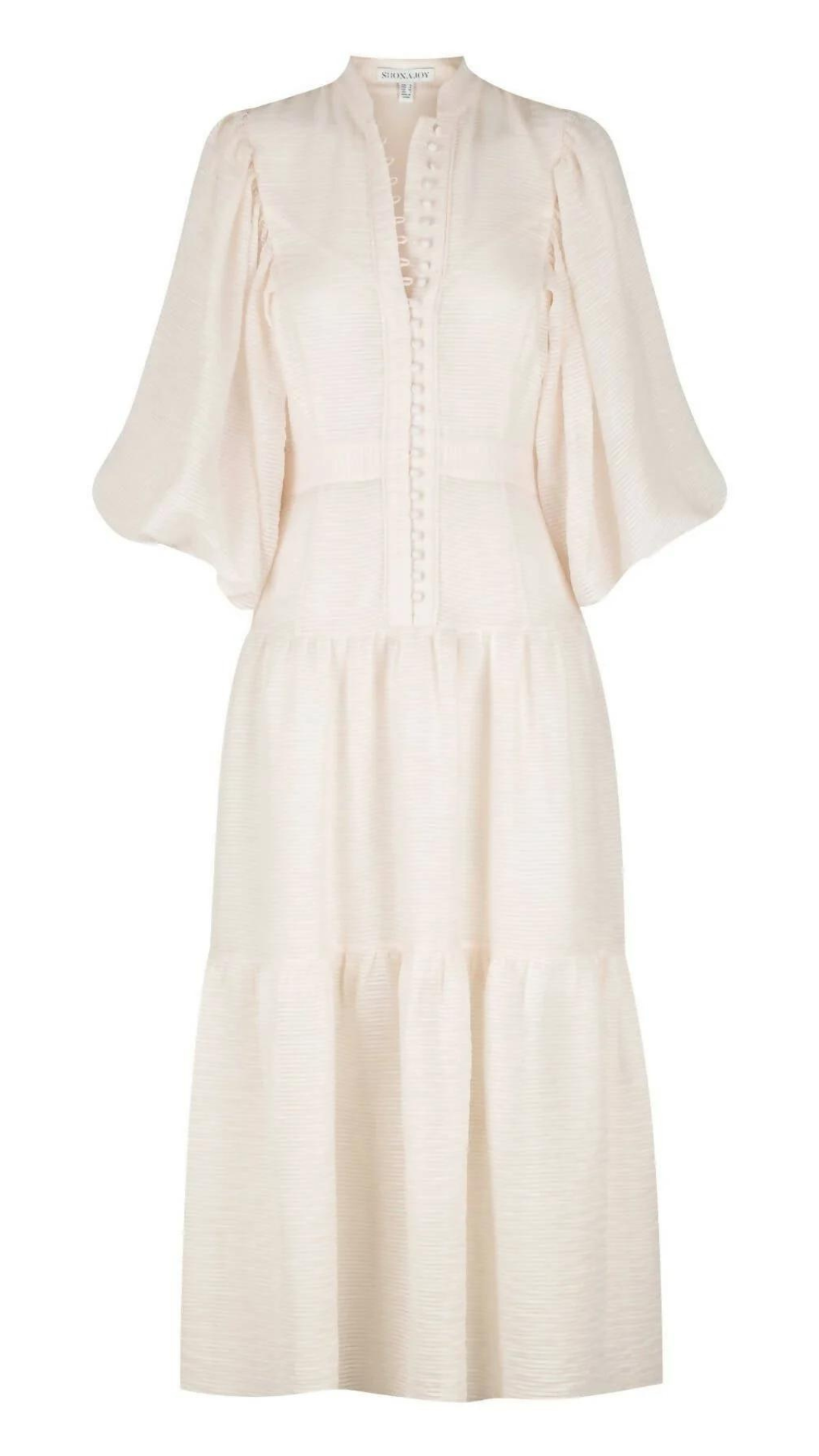 Shona Joy - Charlotte High Neck Midi Dress - Ecru