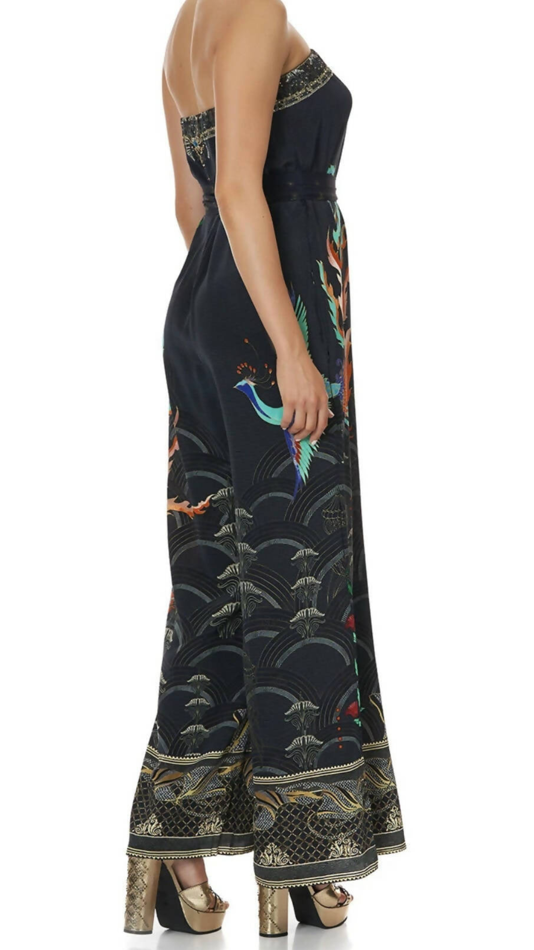 Camilla - Tie Waist Strapless Jumpsuit - Wise Wings