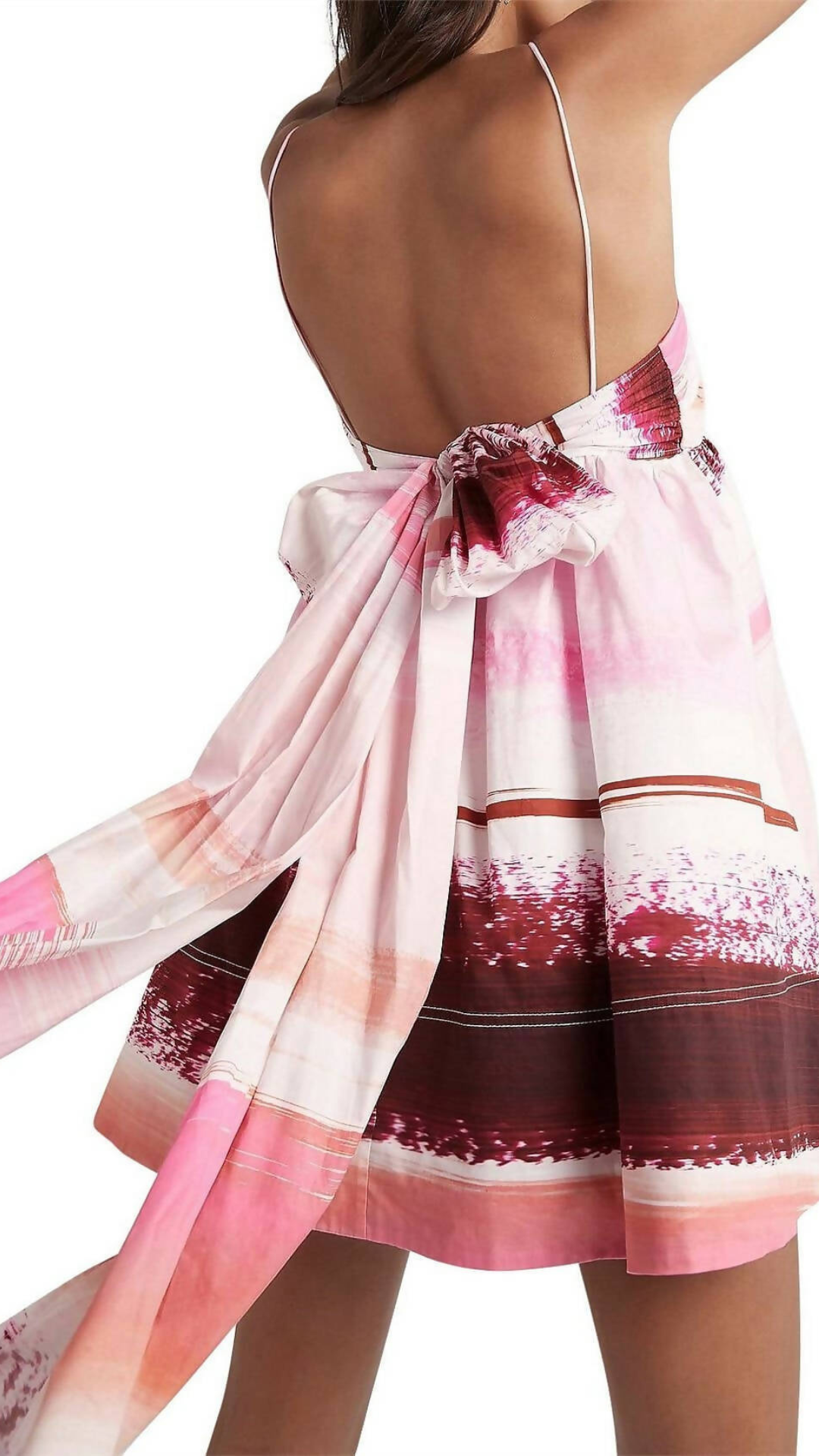 Aje - Kasbah Sunset Stripe Ruched Bow back Mini Dress