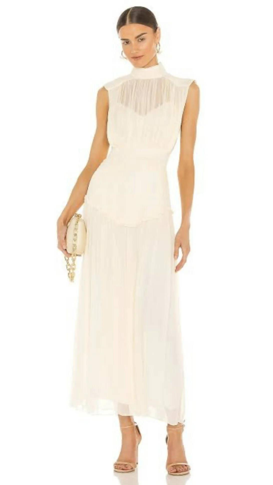 Shona Joy - Clemence High Neck Midi Dress - Cream