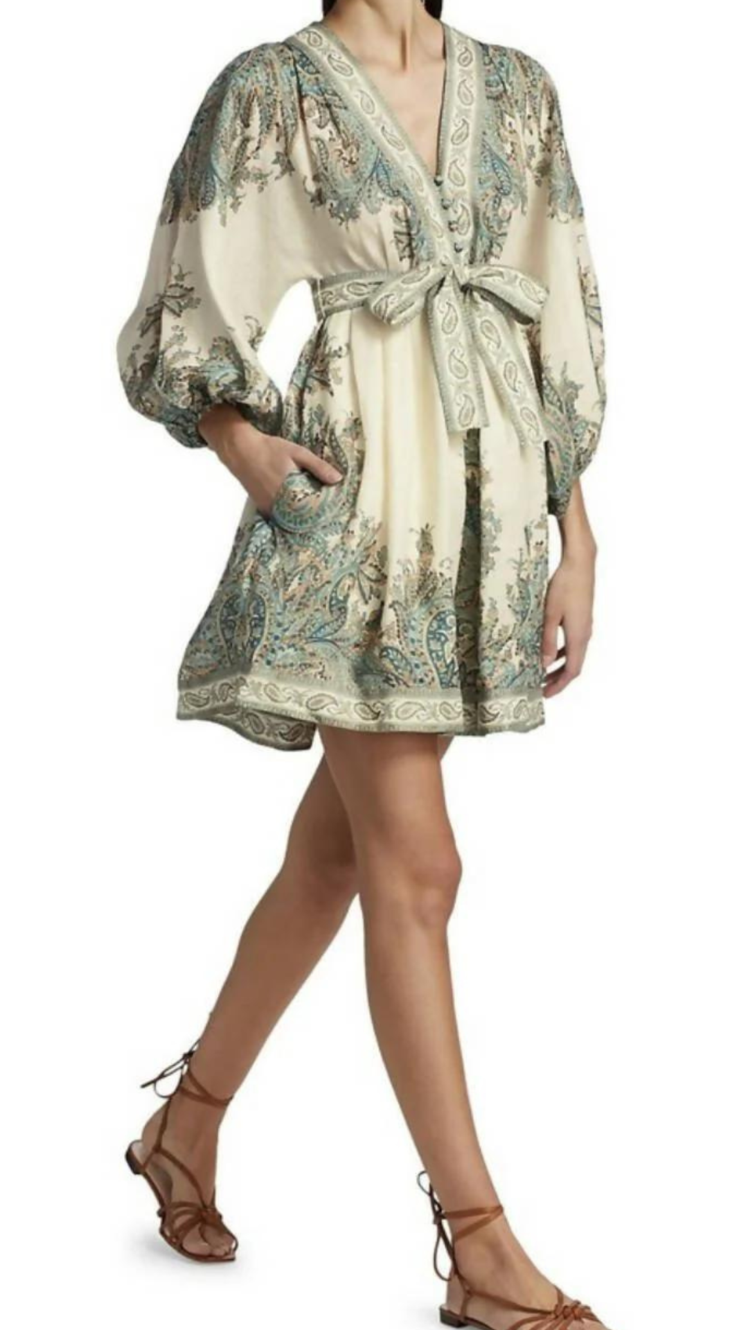 Zimmermann - Brighton Paisley Mini Dress -Turquiose Paisley