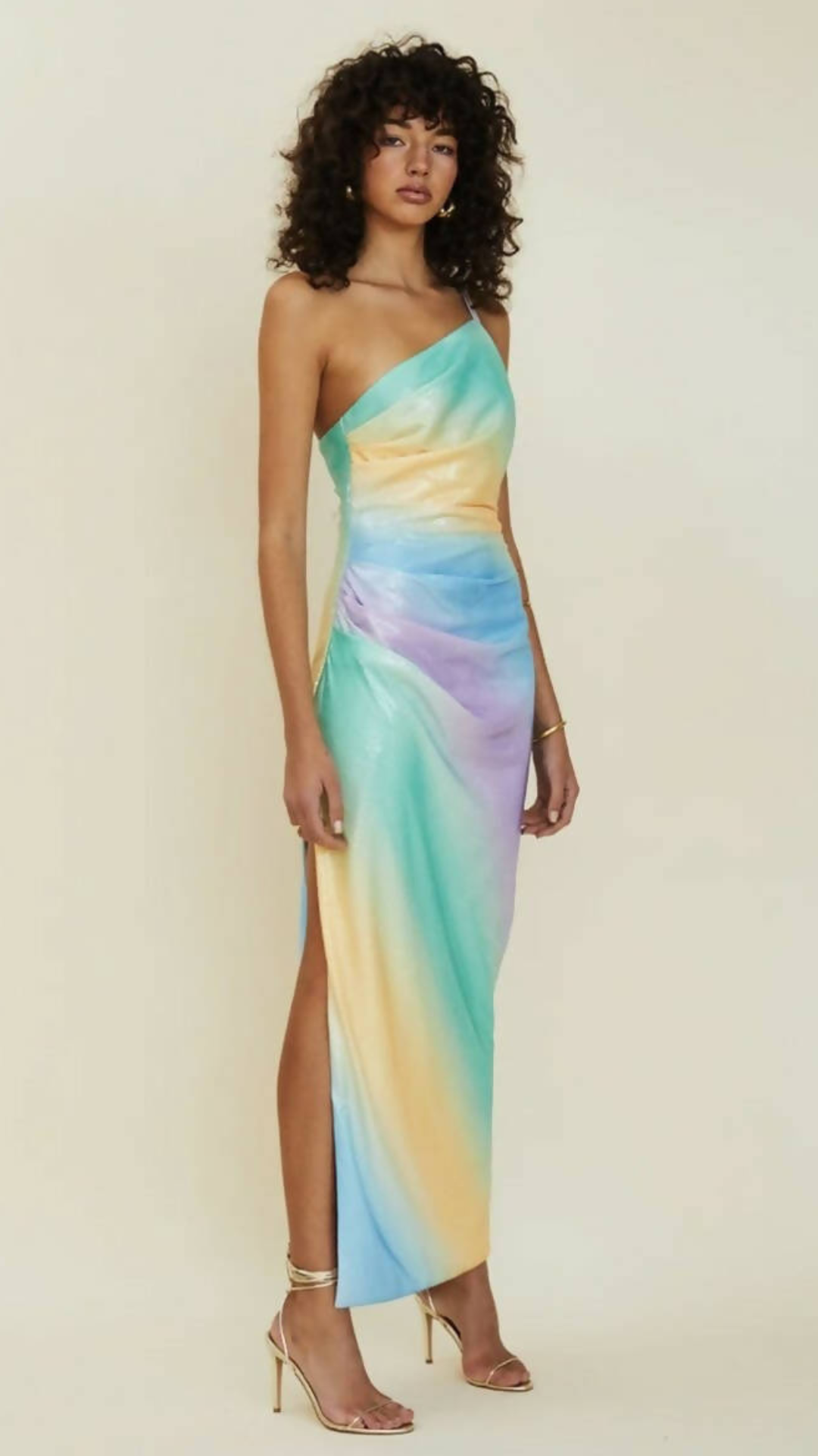 Suboo - Ombre One Shoulder Split Maxi Dress