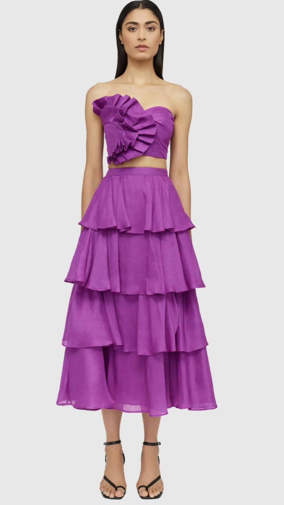 Leo Lin - Violet Wrap Bustier & Tiered Skirt
