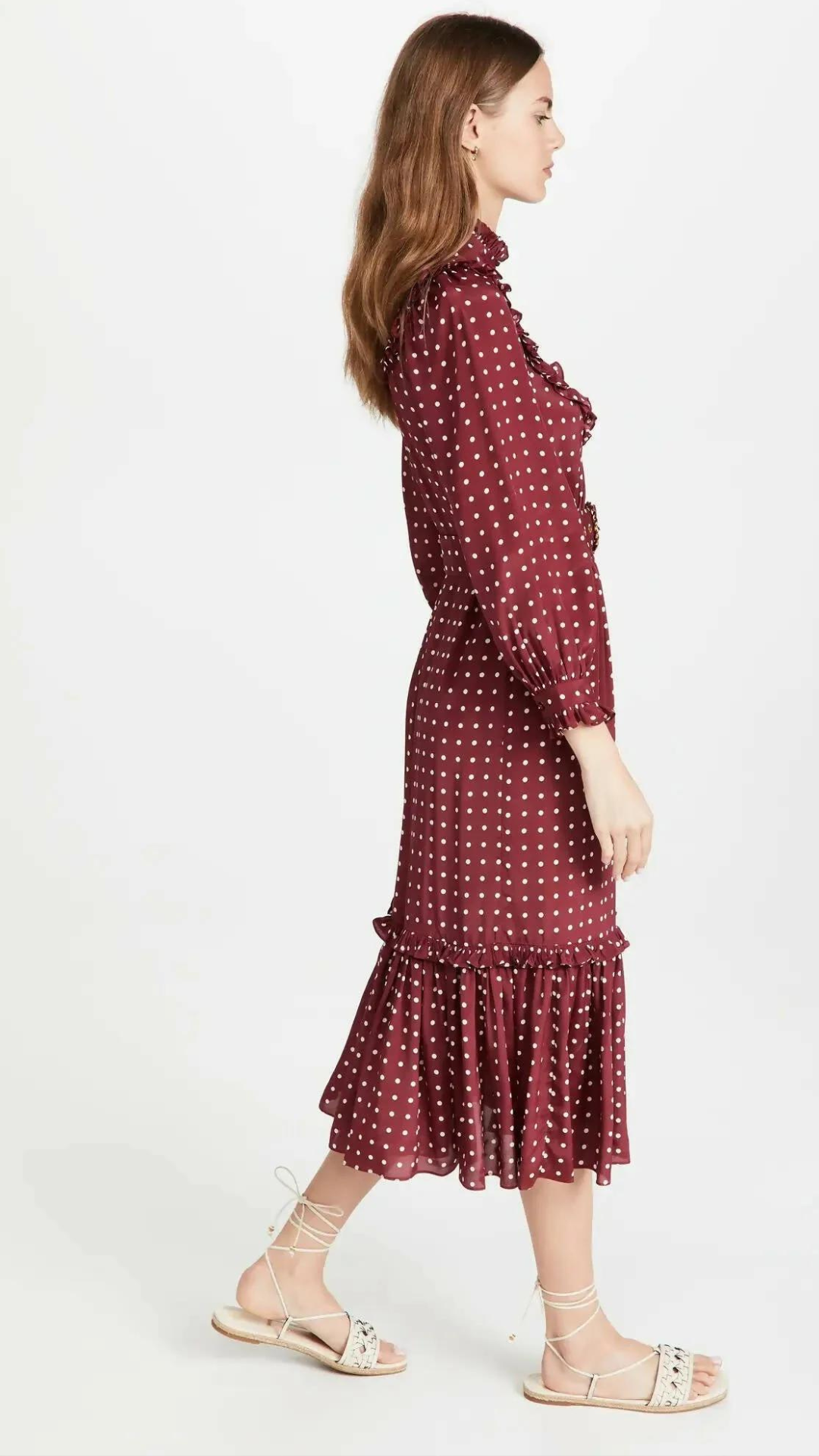 Zimmermann - Swing Midi Dress - Burgundy / Cream Dot