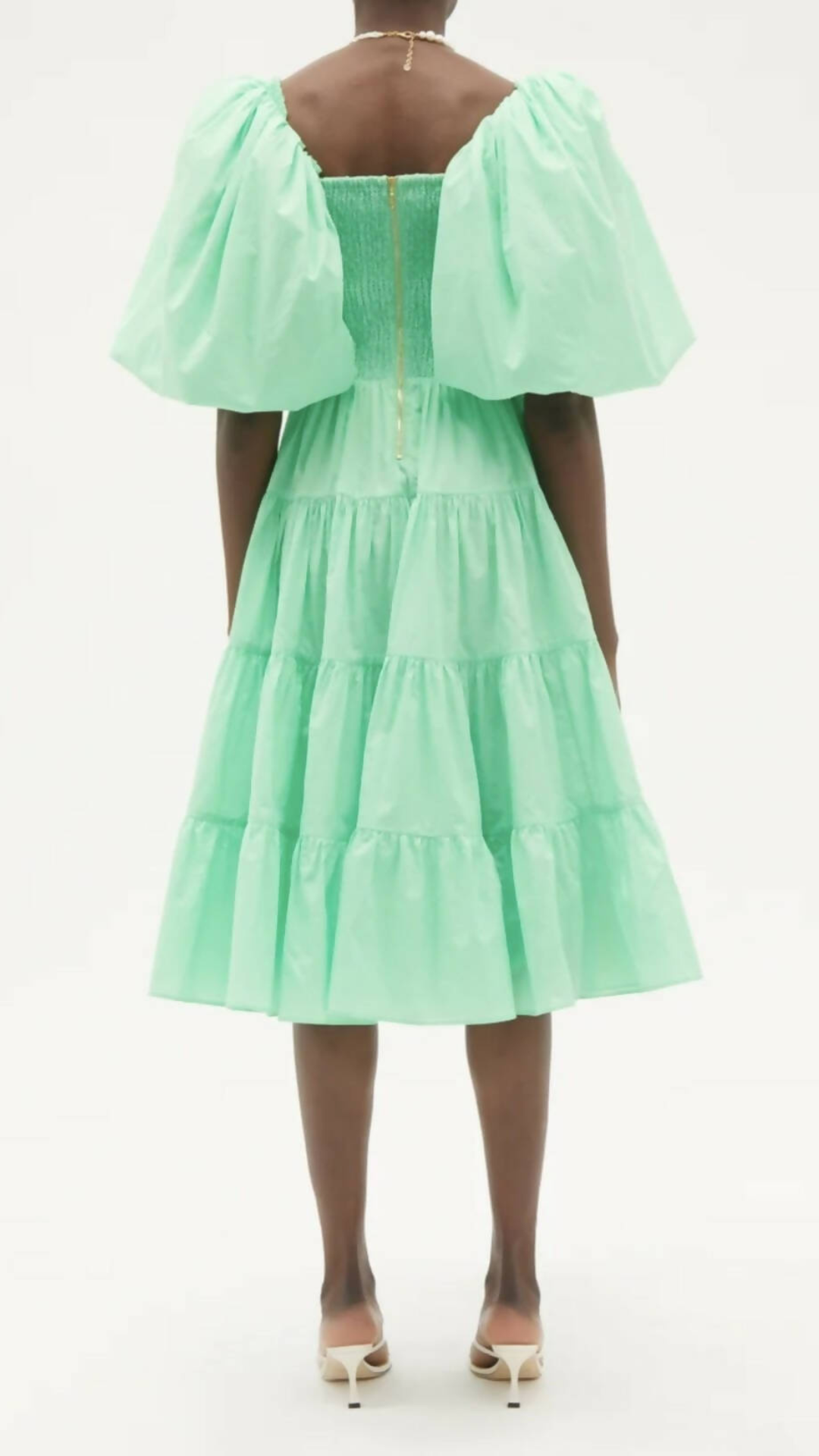 Aje - Cherished Puff Sleeve Midi Dress - Mint Green