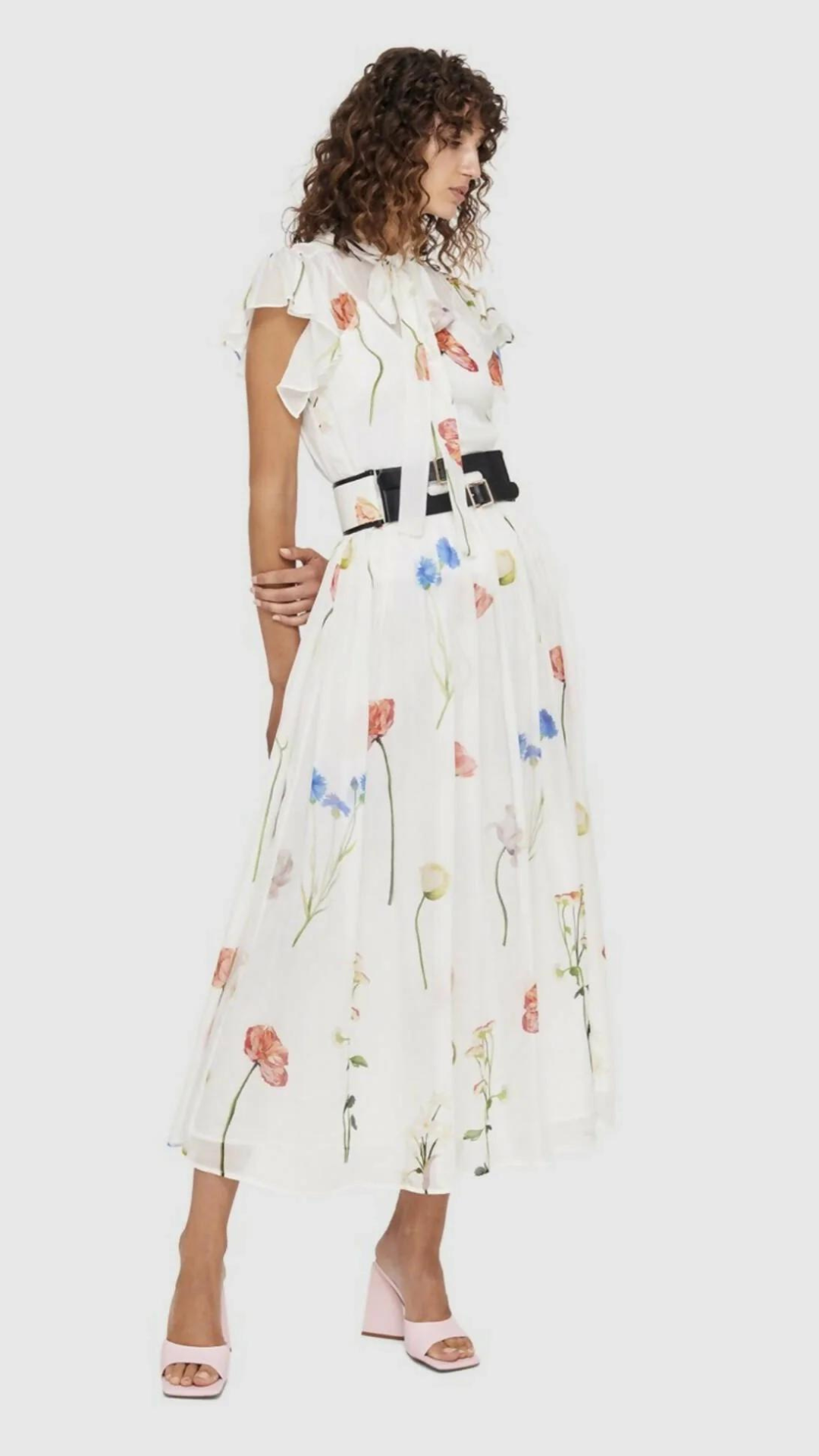 Leo Lin - The Fields Flutter Sleeve Midi Dress
