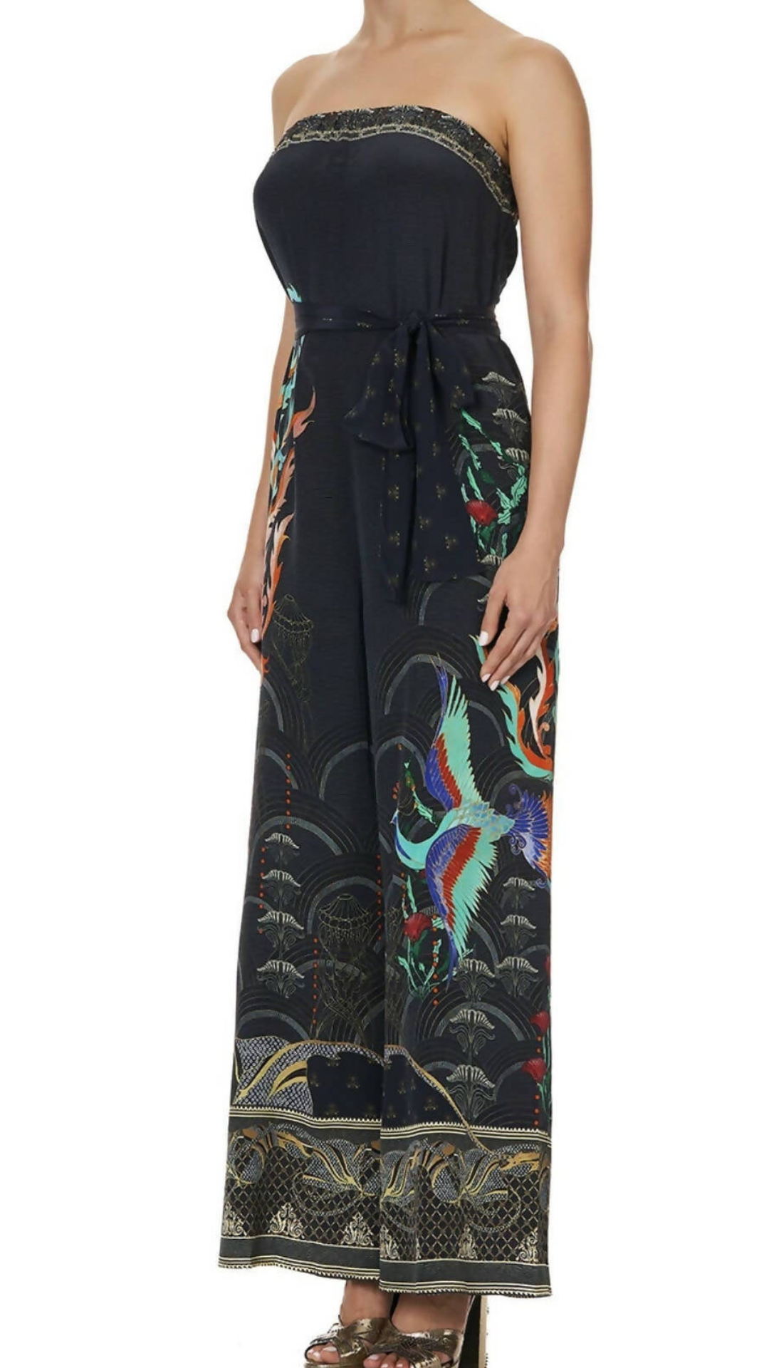 Camilla - Tie Waist Strapless Jumpsuit - Wise Wings