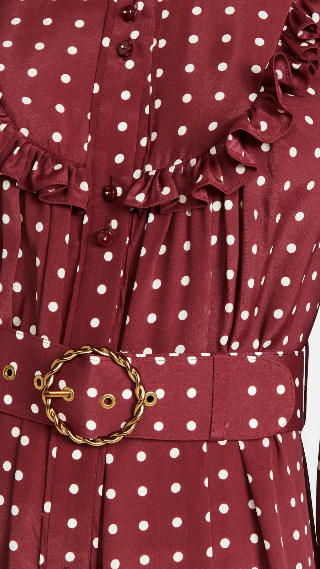 Zimmermann - Swing Midi Dress - Burgundy / Cream Dot
