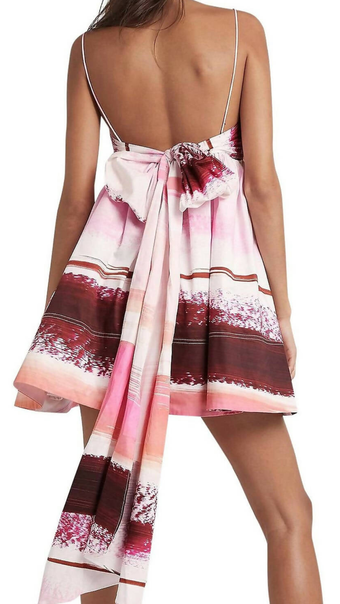 Aje - Kasbah Sunset Stripe Ruched Bow back Mini Dress