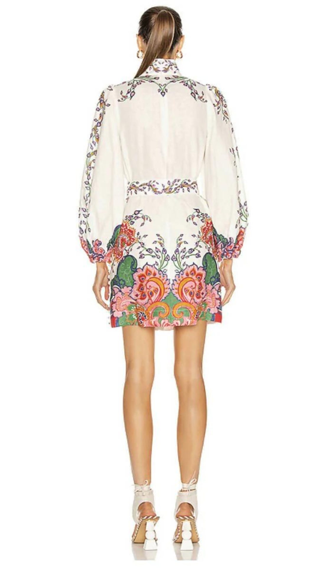 Zimmermann - Lovestruck Buttoned Tunic Mini Dress - Natural Paisley