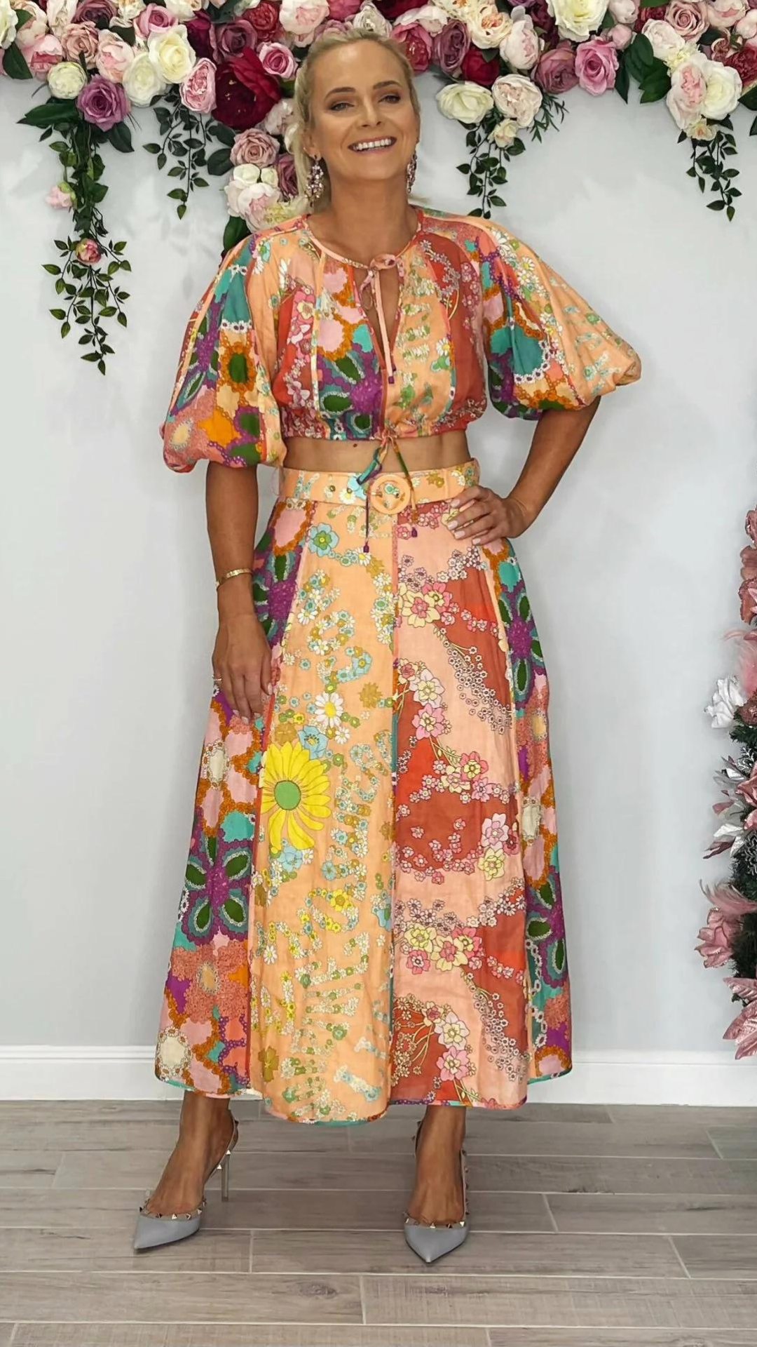 Zimmermann - Lola Panelled Crop & Skirt Set Floral-print Multicolor