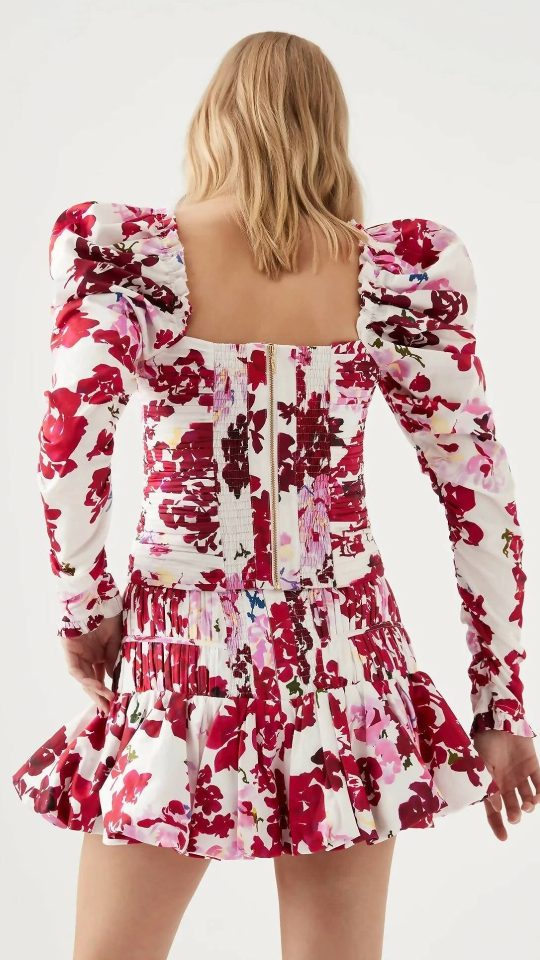 Aje - Marlene Roses Ruched Top & La Vie Bubble Mini Skirt