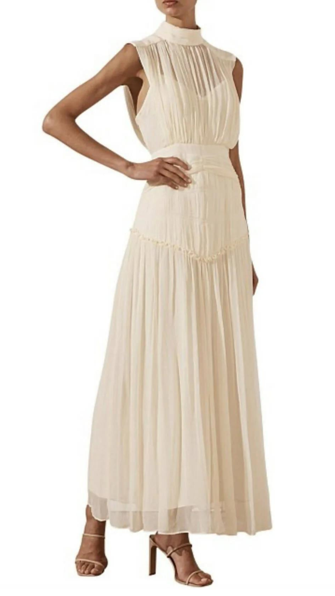 Shona Joy - Clemence High Neck Midi Dress - Cream