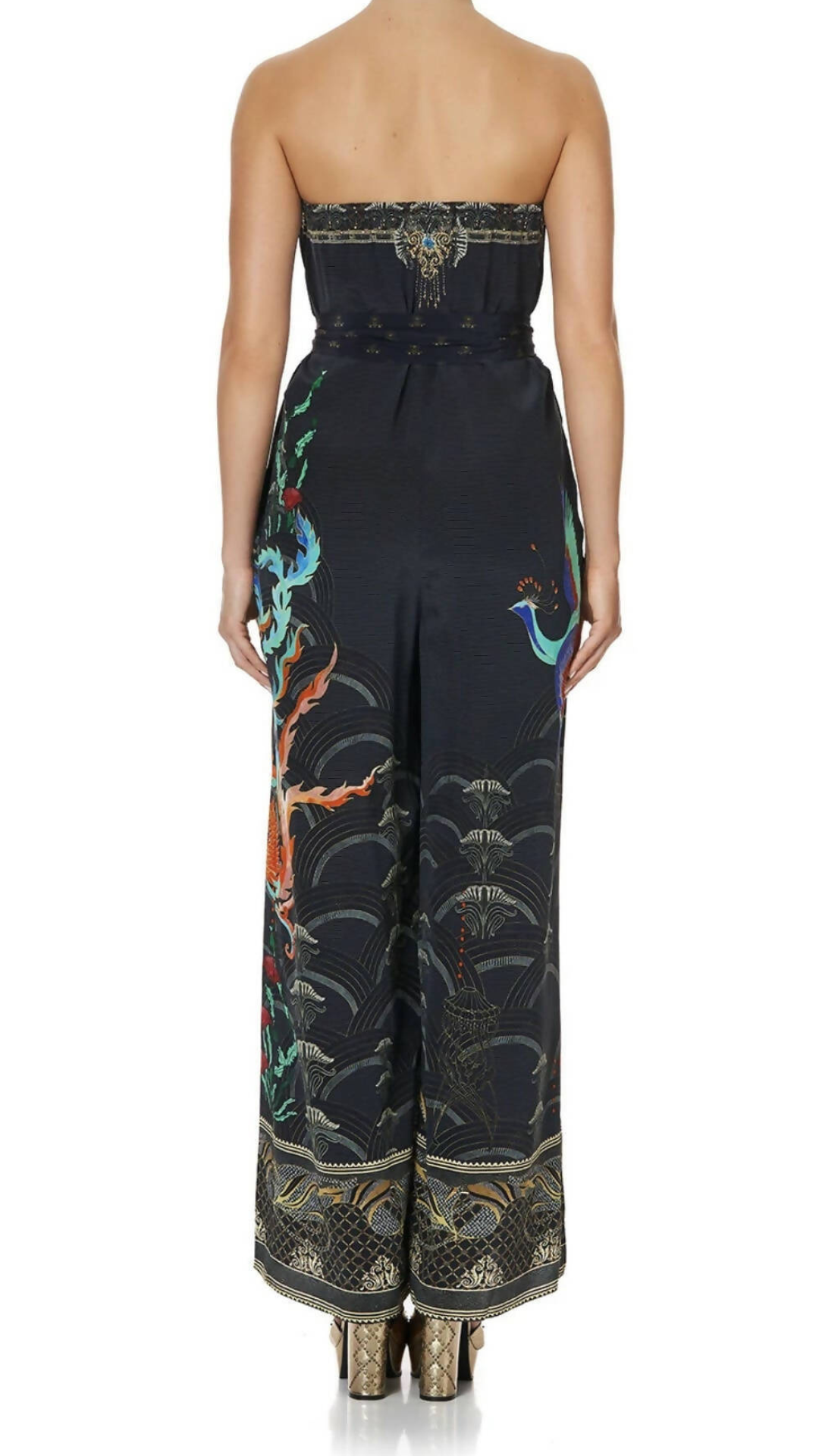 Camilla - Tie Waist Strapless Jumpsuit - Wise Wings