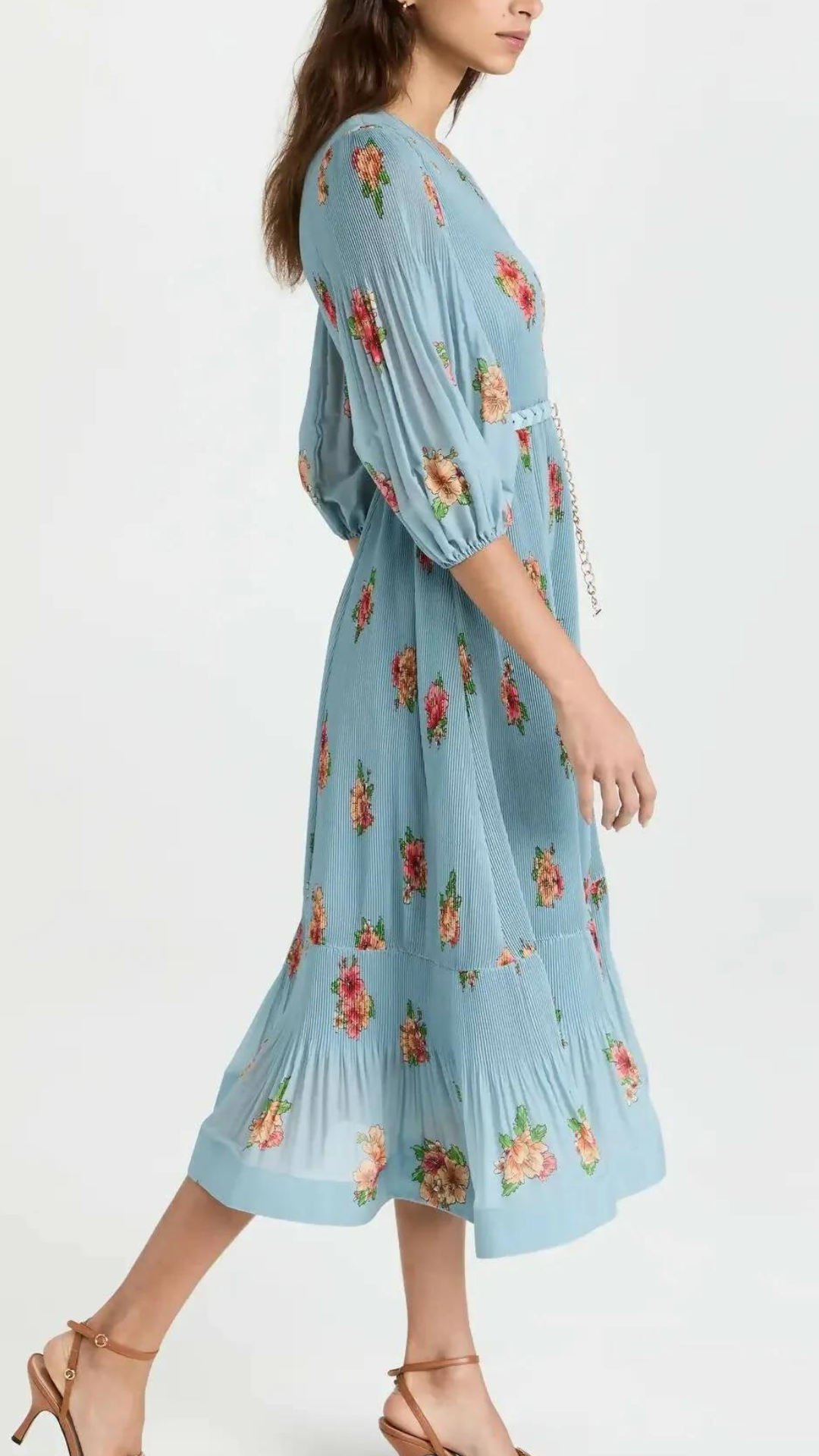 Zimmermann - Pleated Midi Dress - Blue Floral
