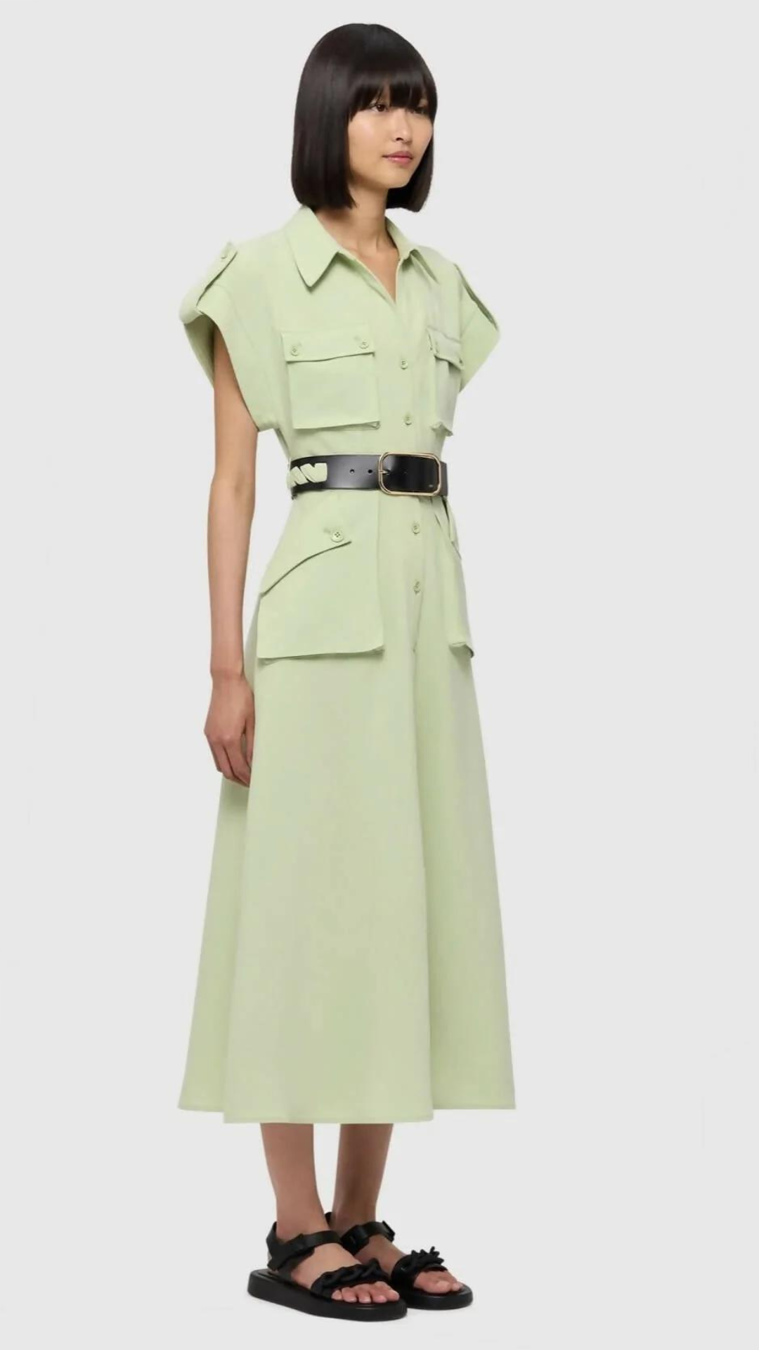 Leo Lin - Audrey Pocket Shirt Midi Dress