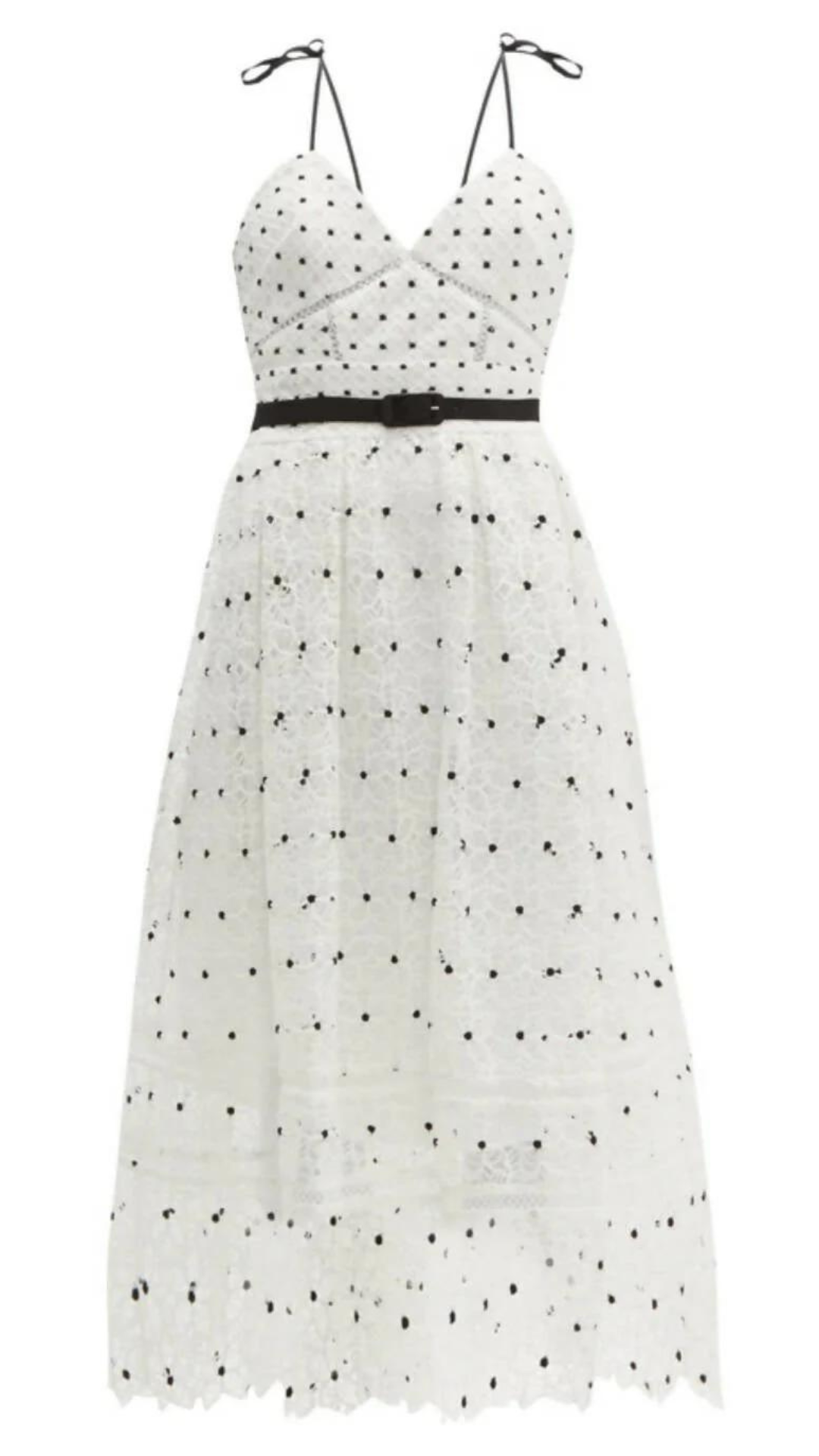 Self Portrait - Polka-Dot and Floral Lace Midi Dress