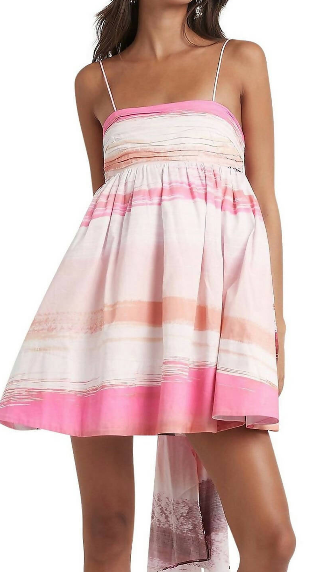 Aje - Kasbah Sunset Stripe Ruched Bow back Mini Dress