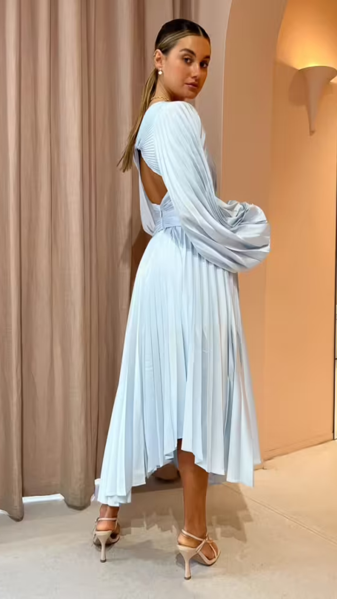 Acler - Palms Midi Dress - Sky Blue