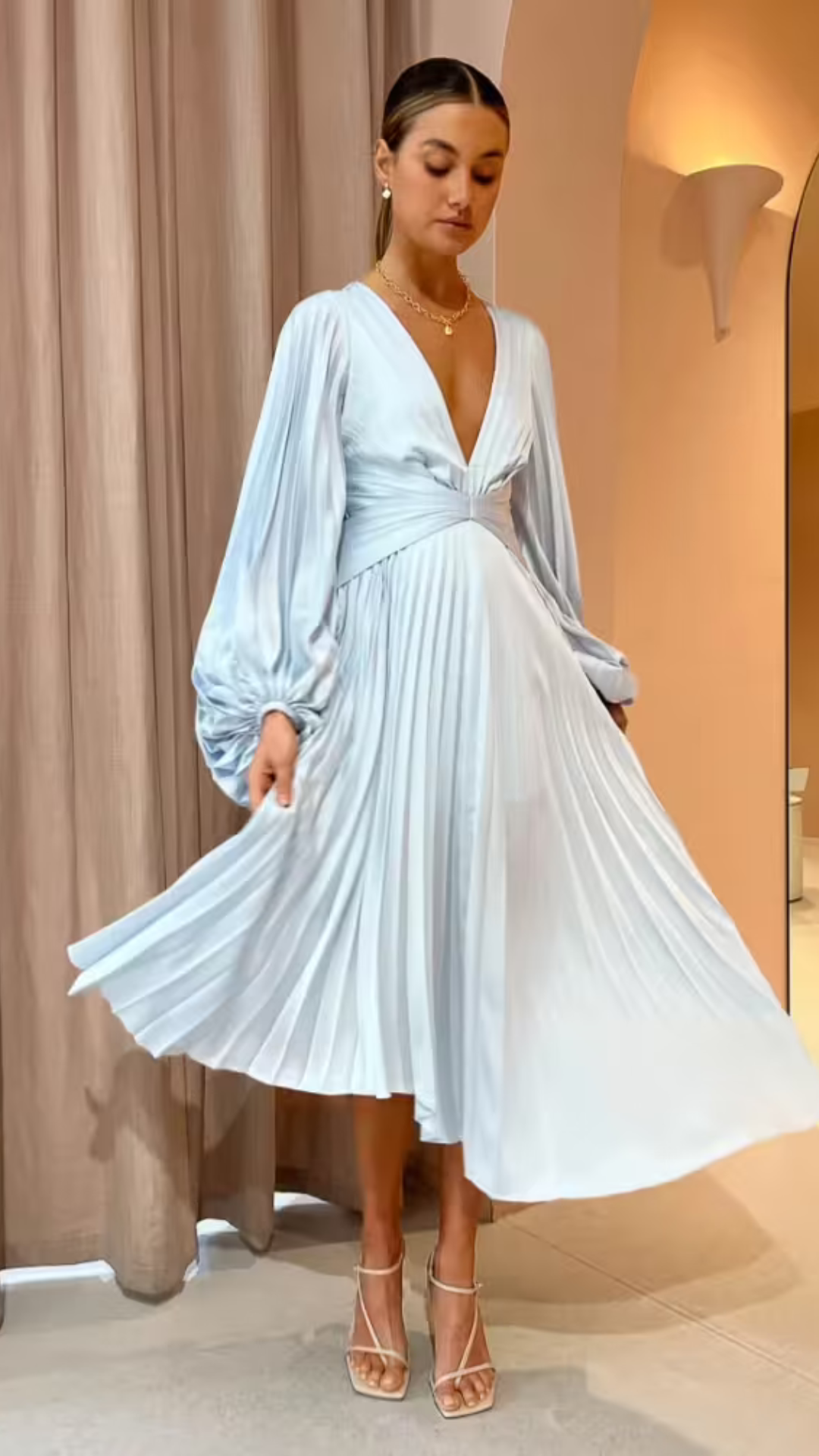 Acler - Palms Midi Dress - Sky Blue