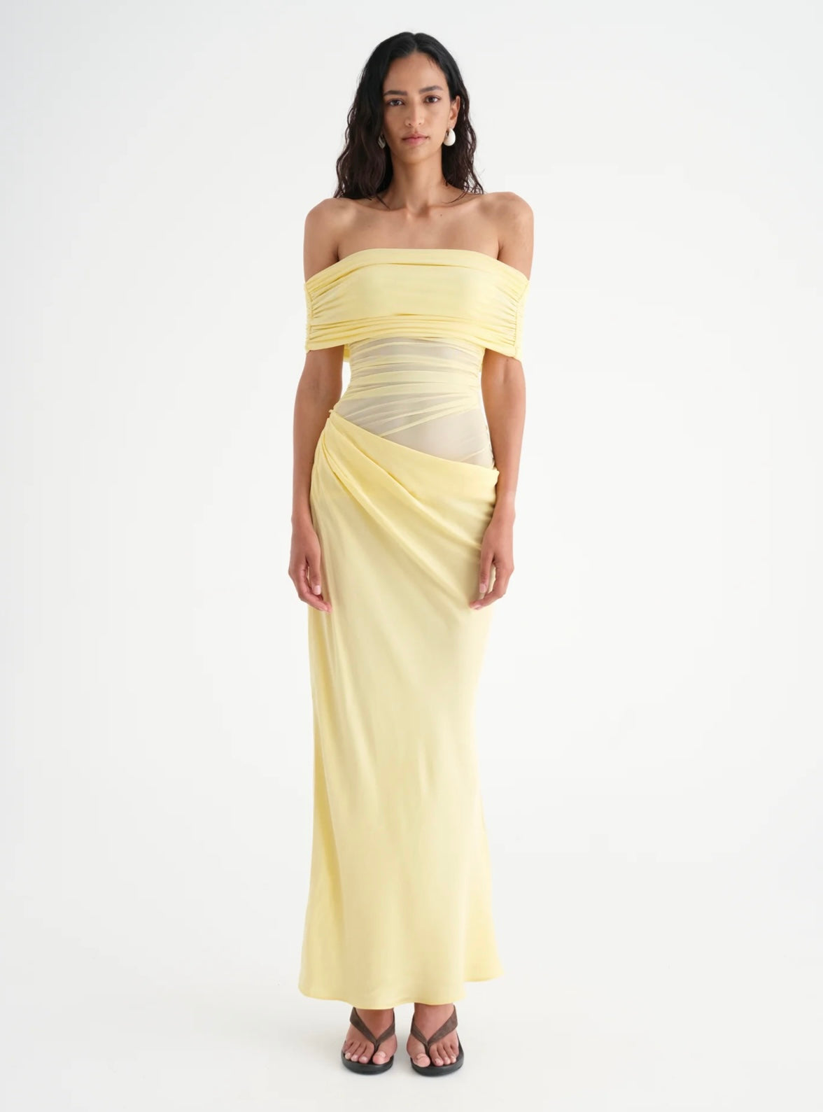 Benni - Nico Off Shoulder Maxi Dress in Butter