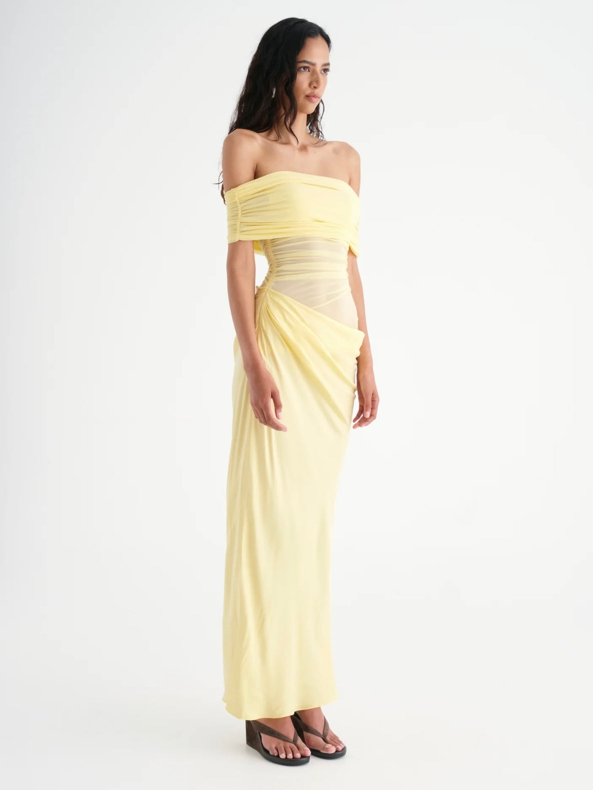 Benni - Nico Off Shoulder Maxi Dress in Butter