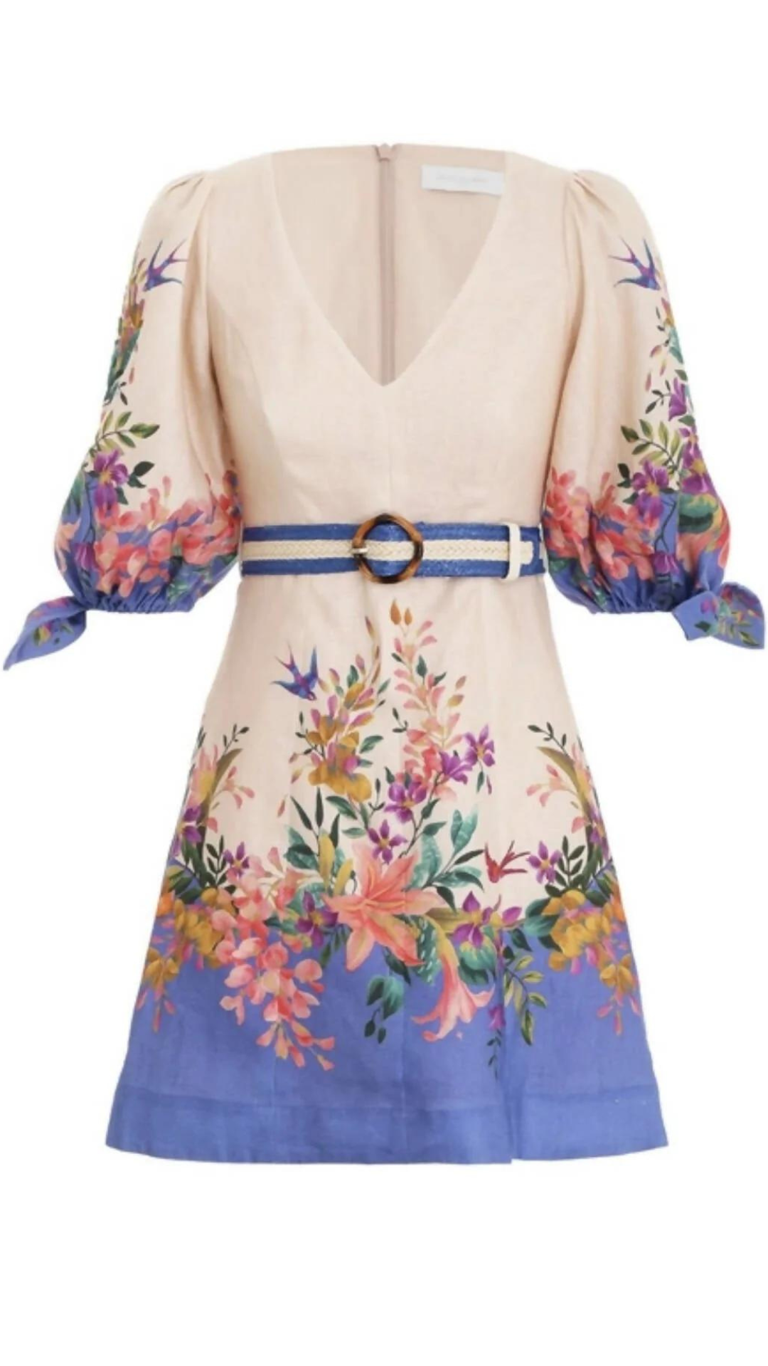 Zimmermann - Tropicana Tie Sleeve Mini Dress