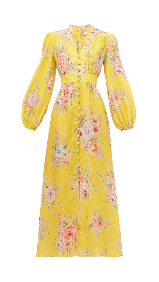 Zimmermann - Zinnia Linen Floral Midi
