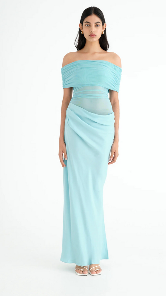 Benni - Nico Off Shoulder maxi in Aquamarine