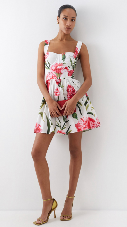 Dolce & Gabbana - Carnation Print Poplin Dress