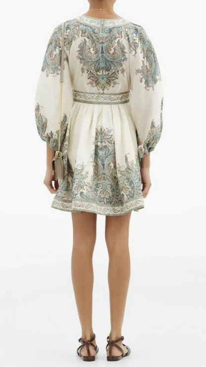 Zimmermann - Brighton Paisley Mini Dress -Turquiose Paisley