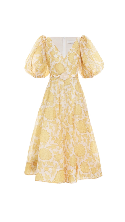 Zimmermann - Puff Sleeve Postcard Midi Dress